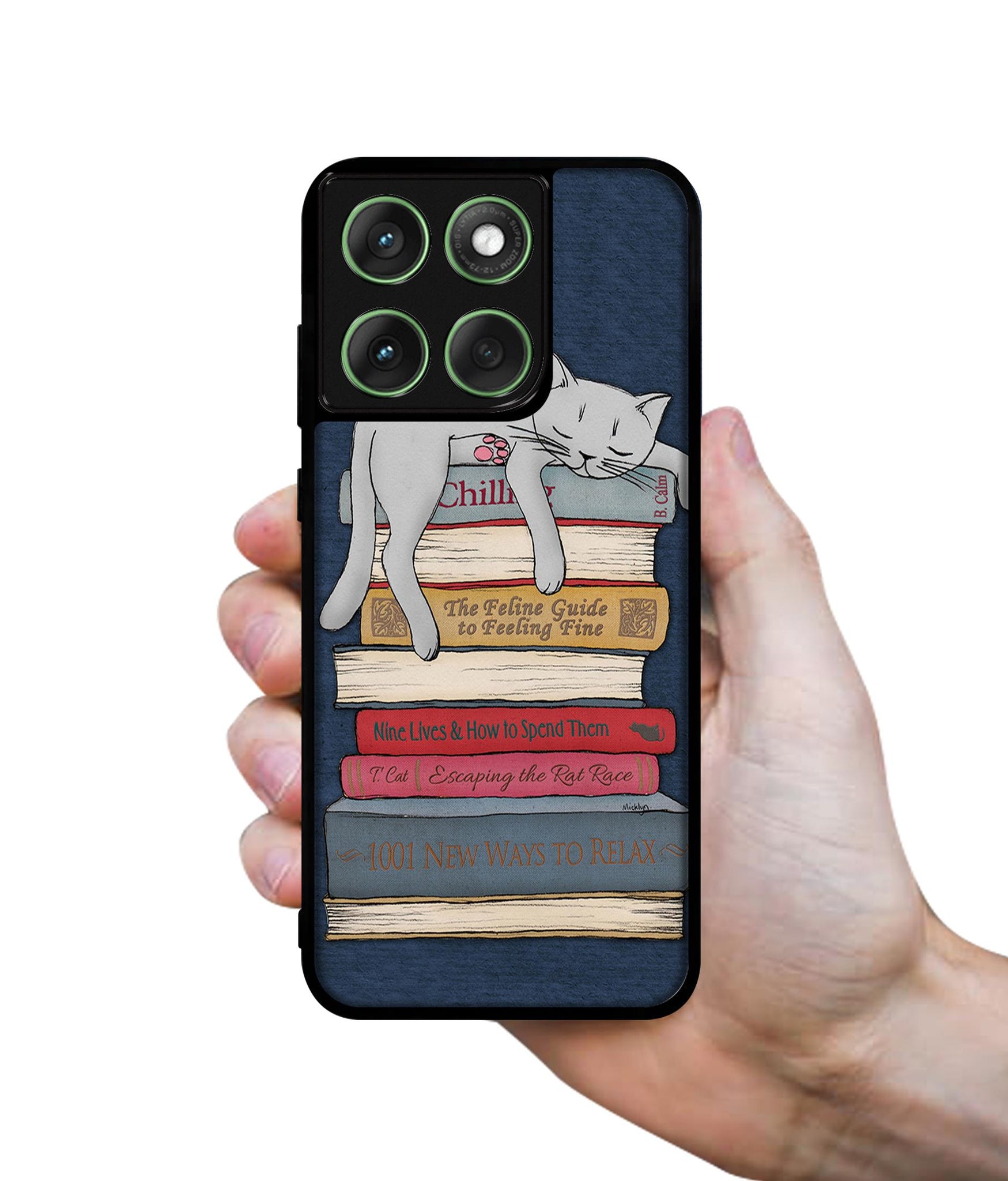 Cat Sleeping On The Books Designer 2D Printed Back Case Cover for Motorola Moto Edge 60 5G / Edge 60 Fusion 5G