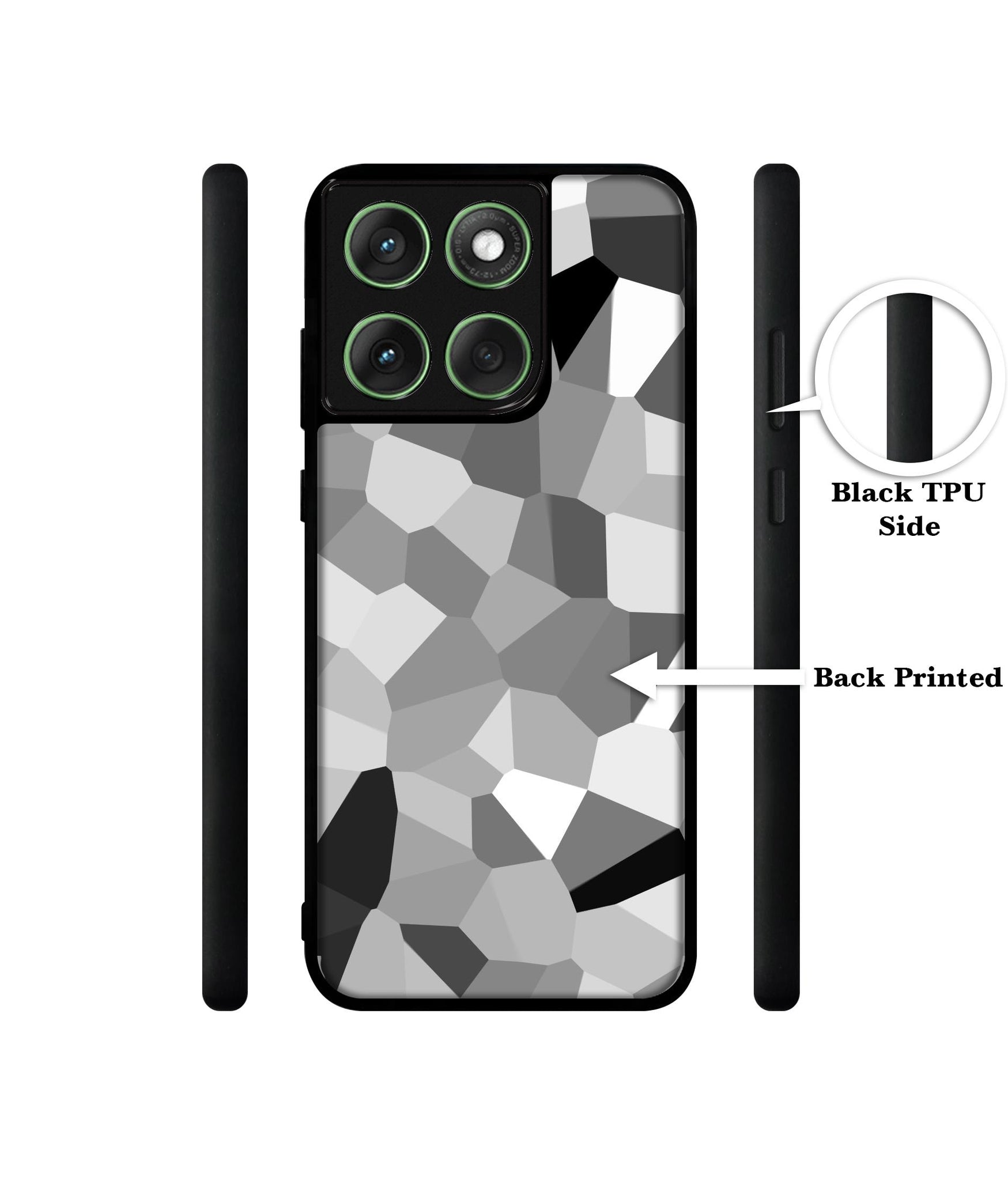 Black & White Mathematical Shape Designer 2D Printed Back Case Cover for Motorola Moto Edge 60 5G / Edge 60 Fusion 5G