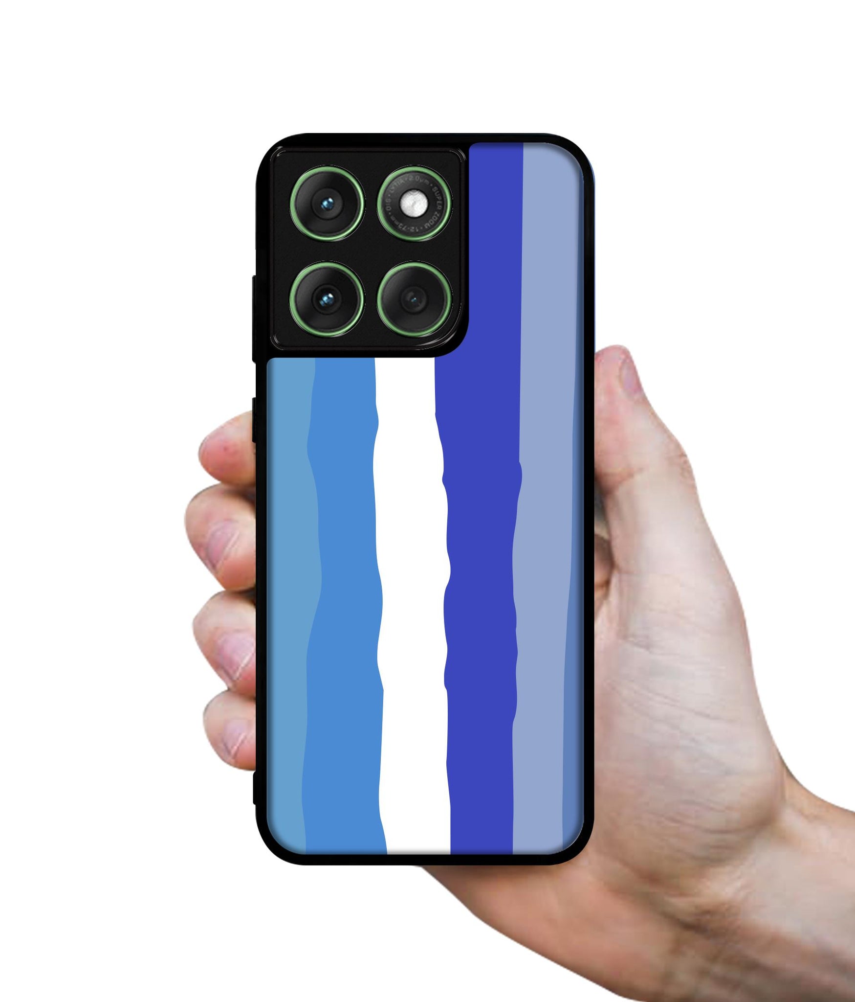 Blue Stripes Rainbow Designer 2D Printed Back Case Cover for Motorola Moto Edge 60 5G / Edge 60 Fusion 5G
