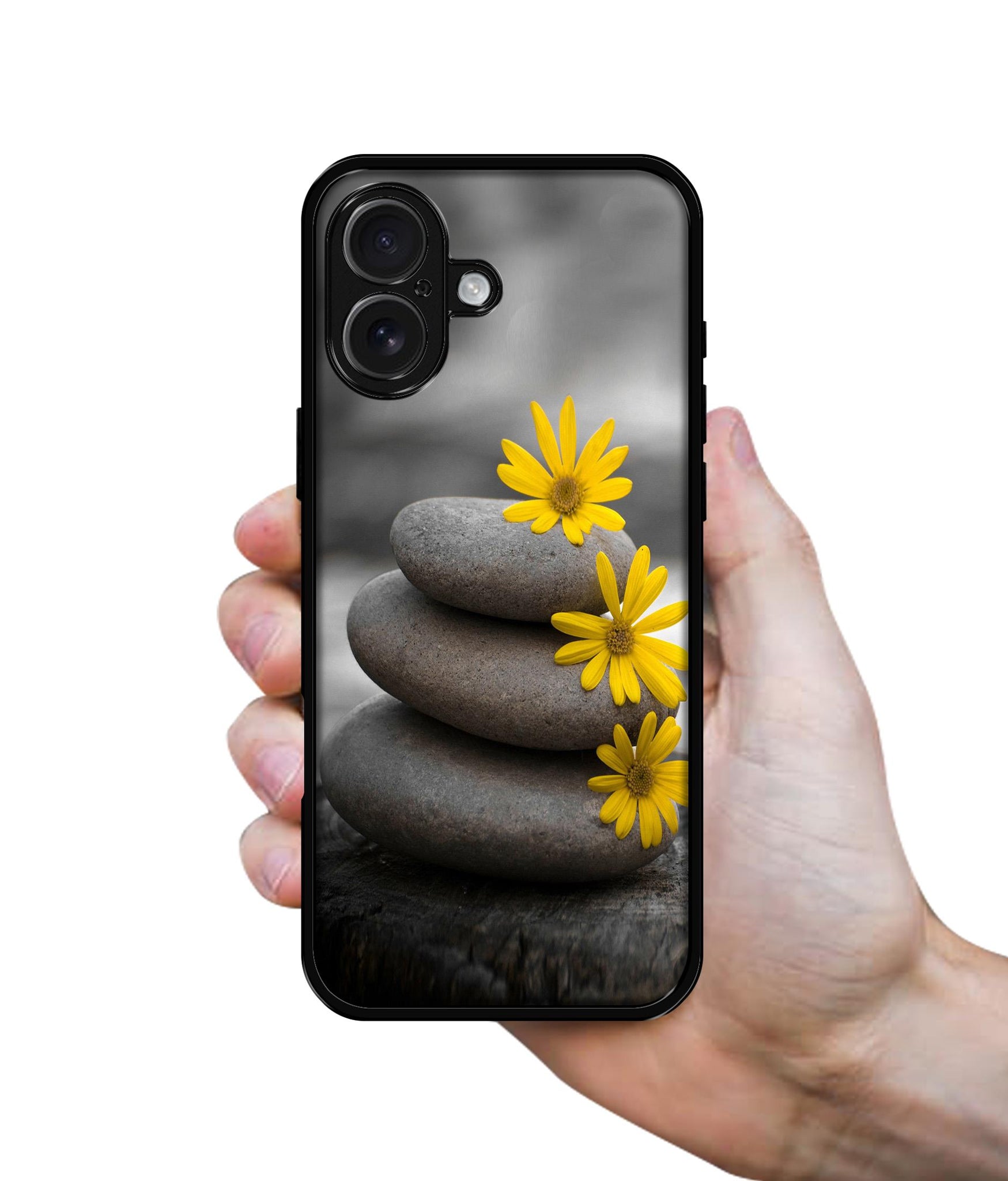 Stones And Flower Designer 2D Printed Back Case Cover for Apple iPhone 17