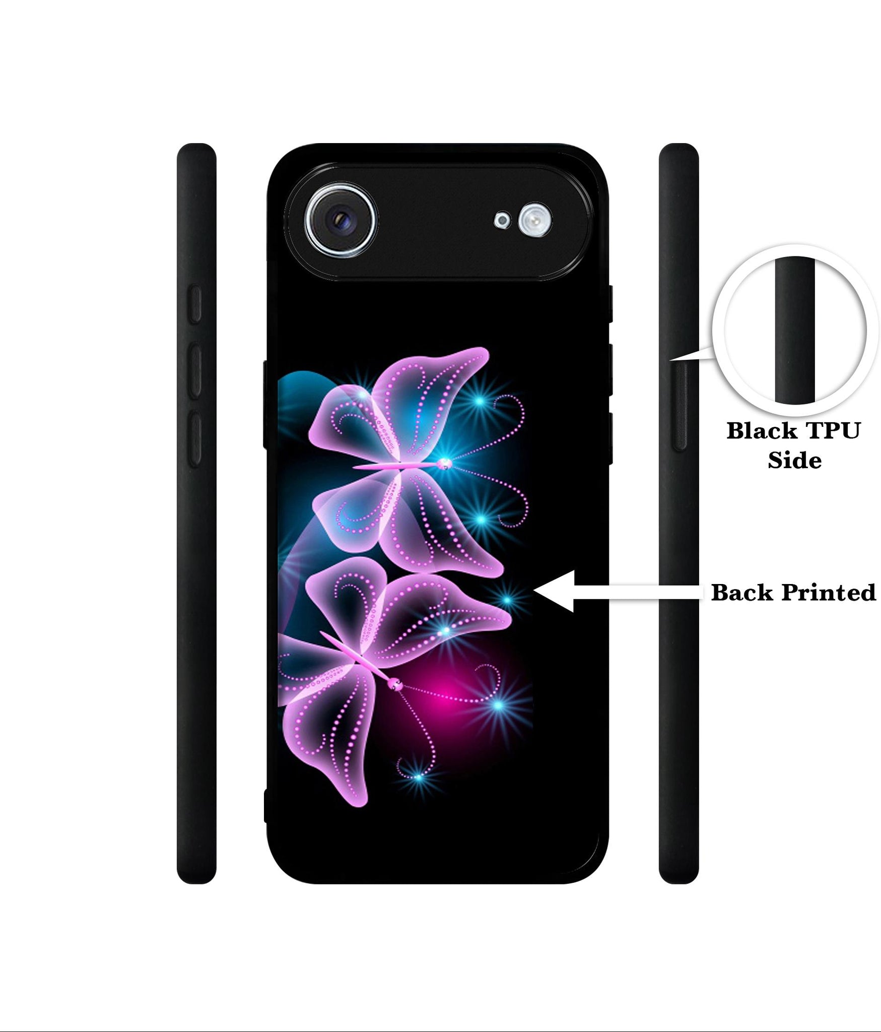 Butterflies Neon Light Designer 2D Printed Back Case Cover for Apple iPhone 17 Air