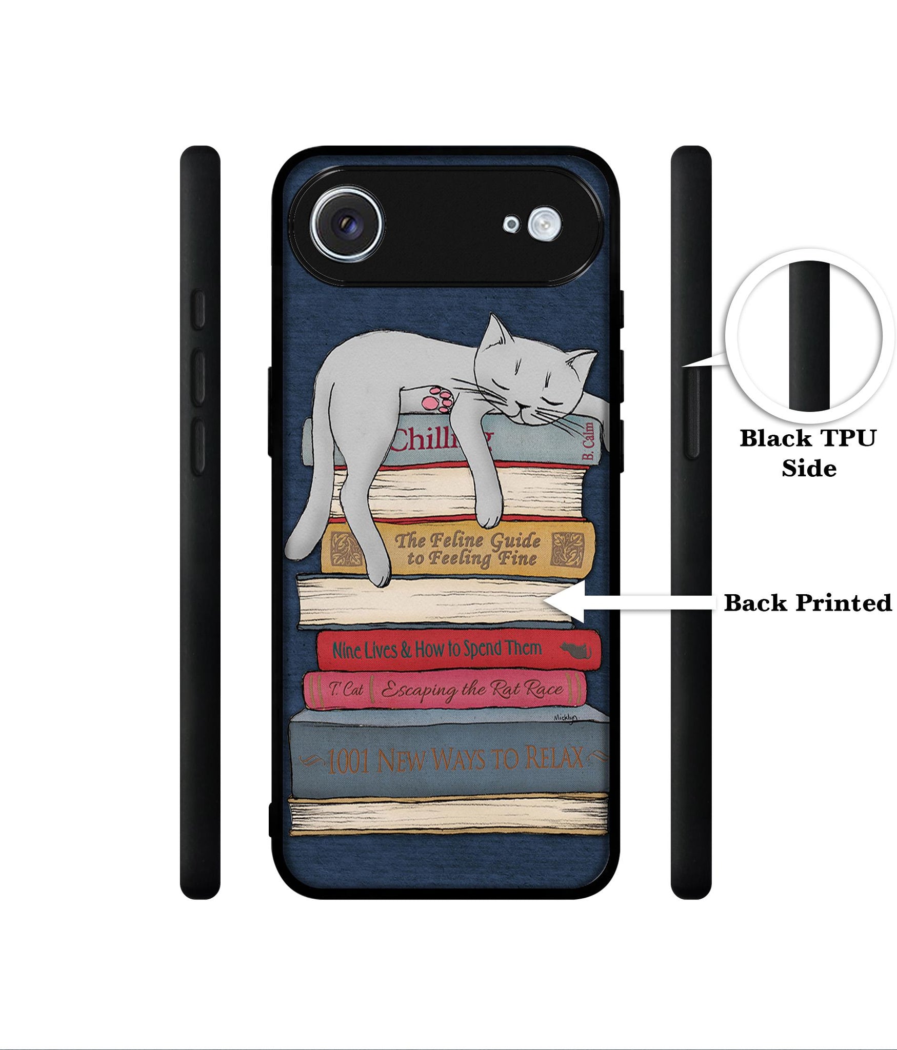 Cat Sleeping On The Books Designer 2D Printed Back Case Cover for Apple iPhone 17 Air