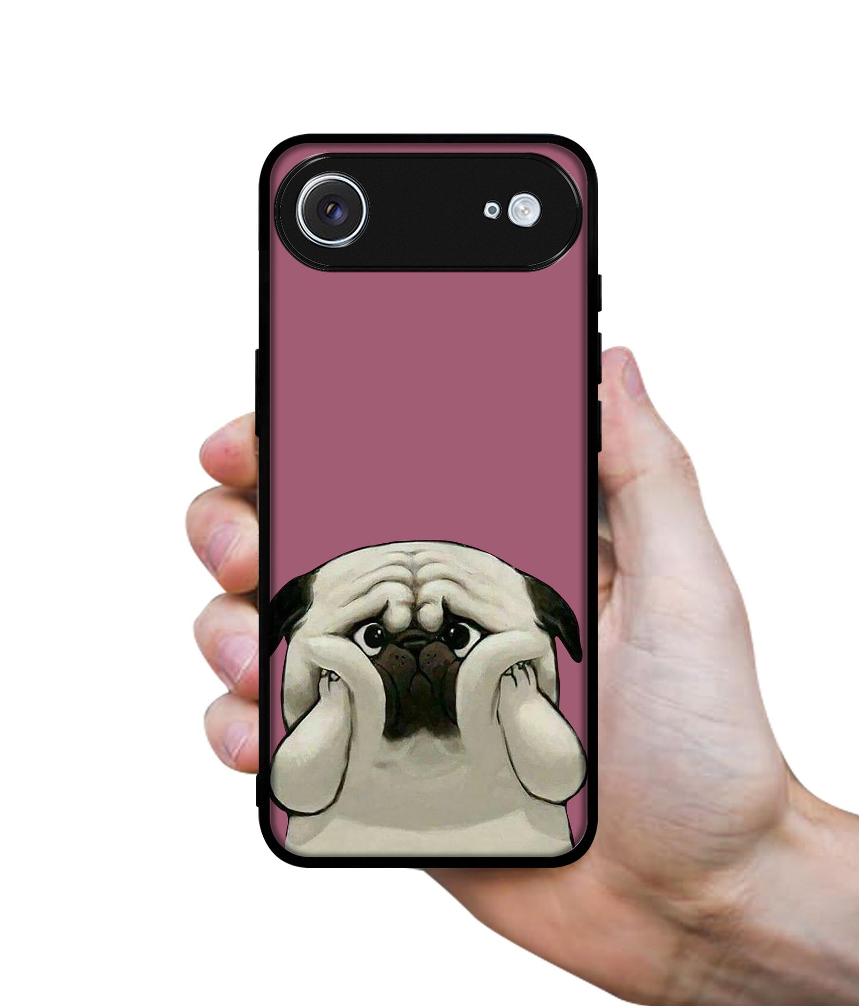 Cute Pug Holding Big Cheeks Designer 2D Printed Back Case Cover for Apple iPhone 17 Air