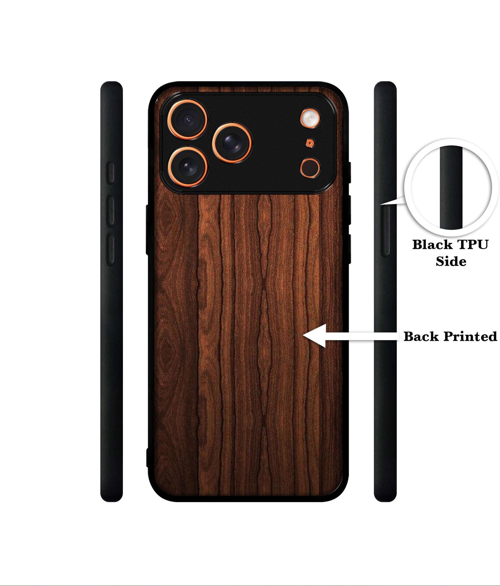 Brown Wooden Texture Designer 2D Printed Back Case Cover for Apple iPhone 17 Pro