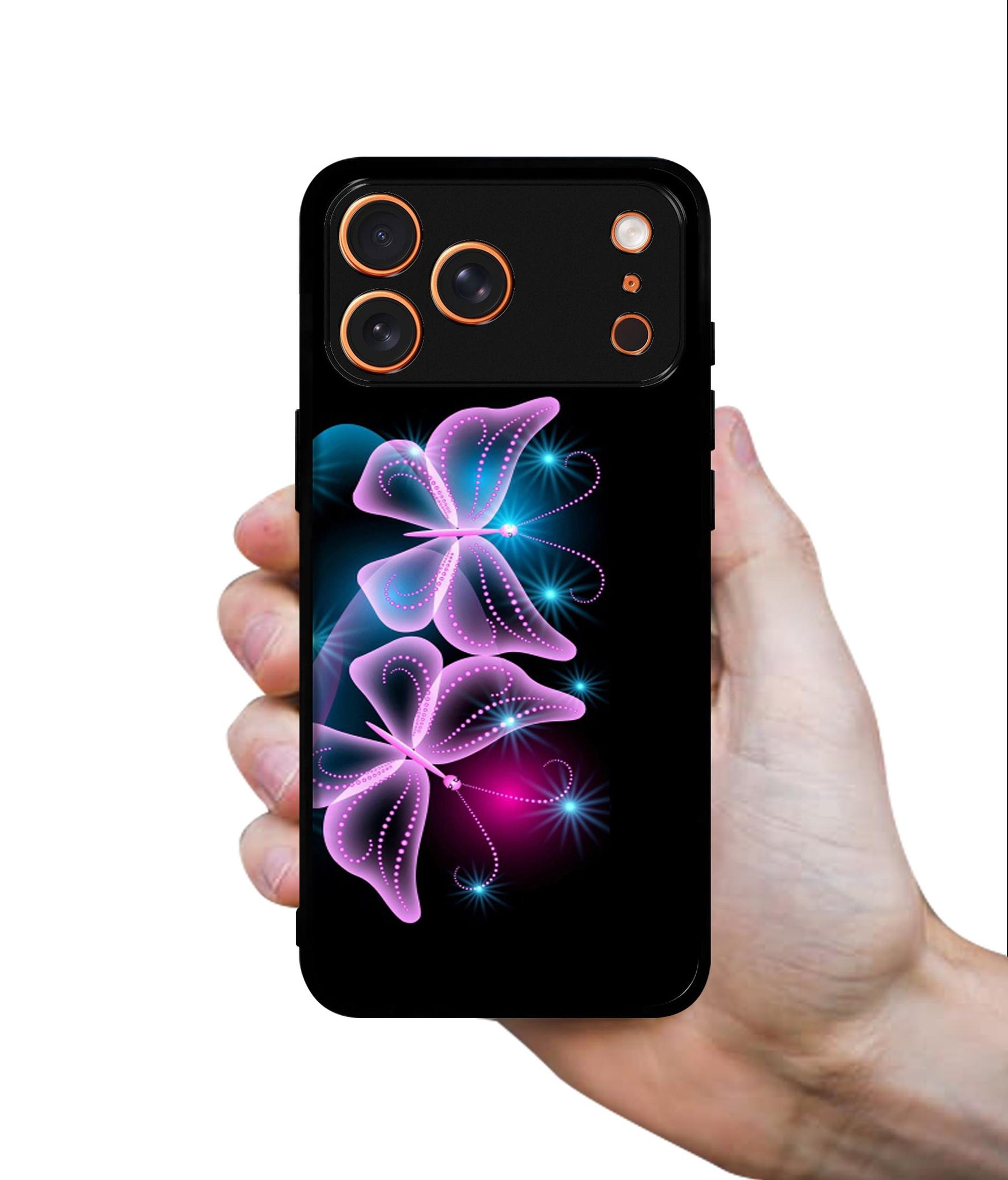 Butterflies Neon Light Designer 2D Printed Back Case Cover for Apple iPhone 17 Pro