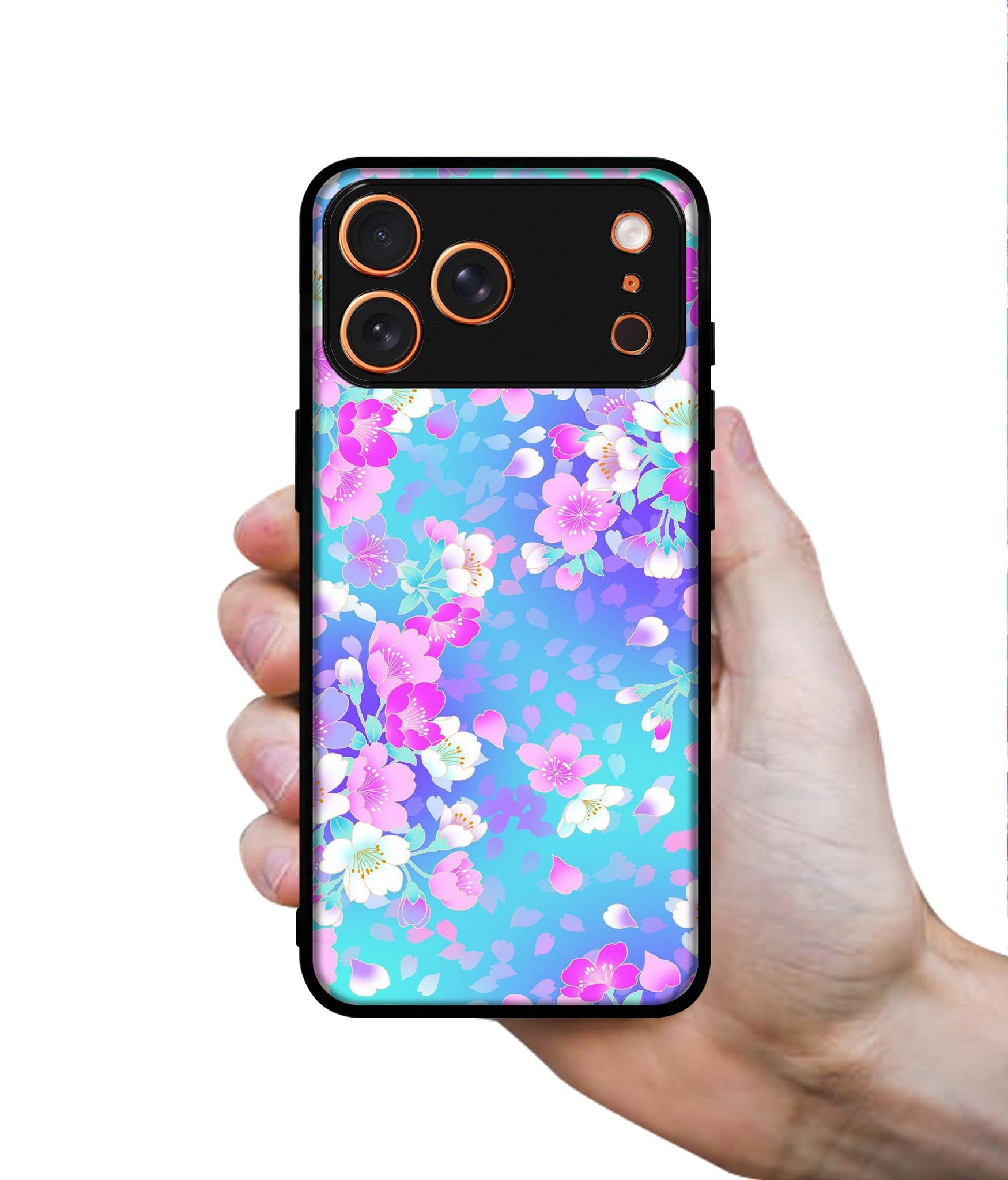 Floral Blue Pattern Designer 2D Printed Back Case Cover for Apple iPhone 17 Pro