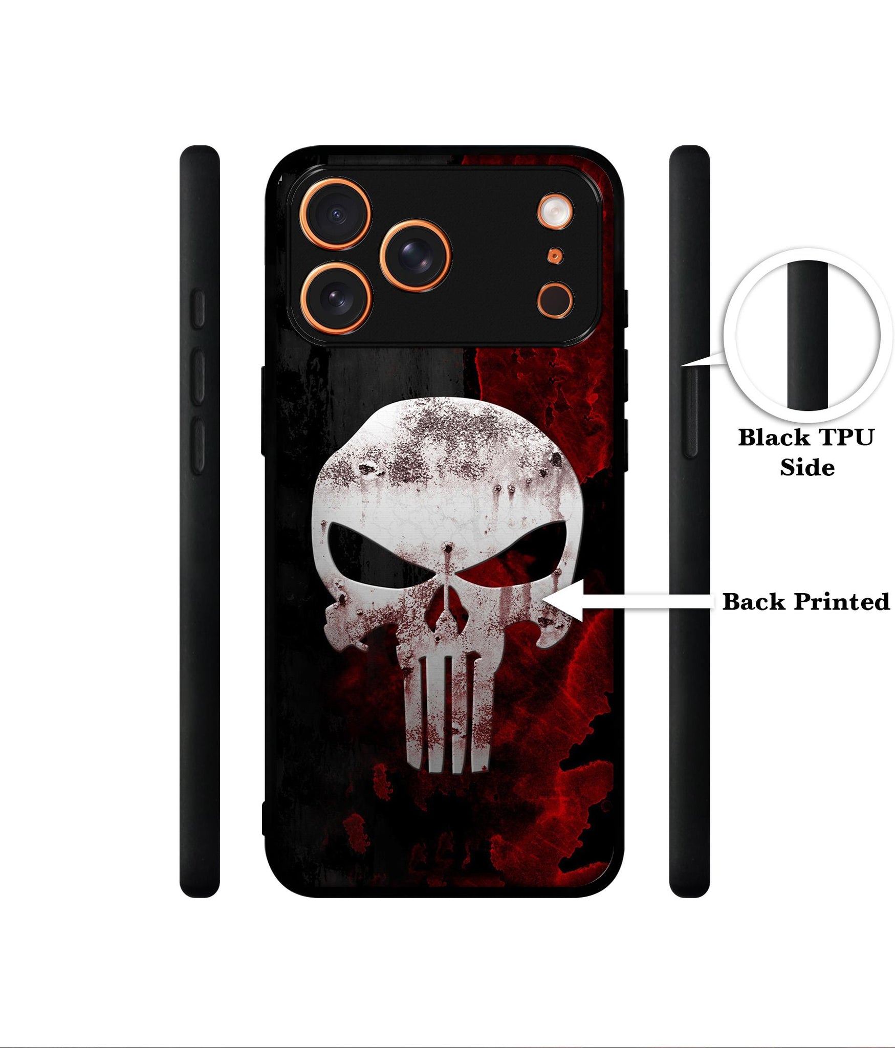 Punisher Skull Designer 2D Printed Back Case Cover for Apple iPhone 17 Pro