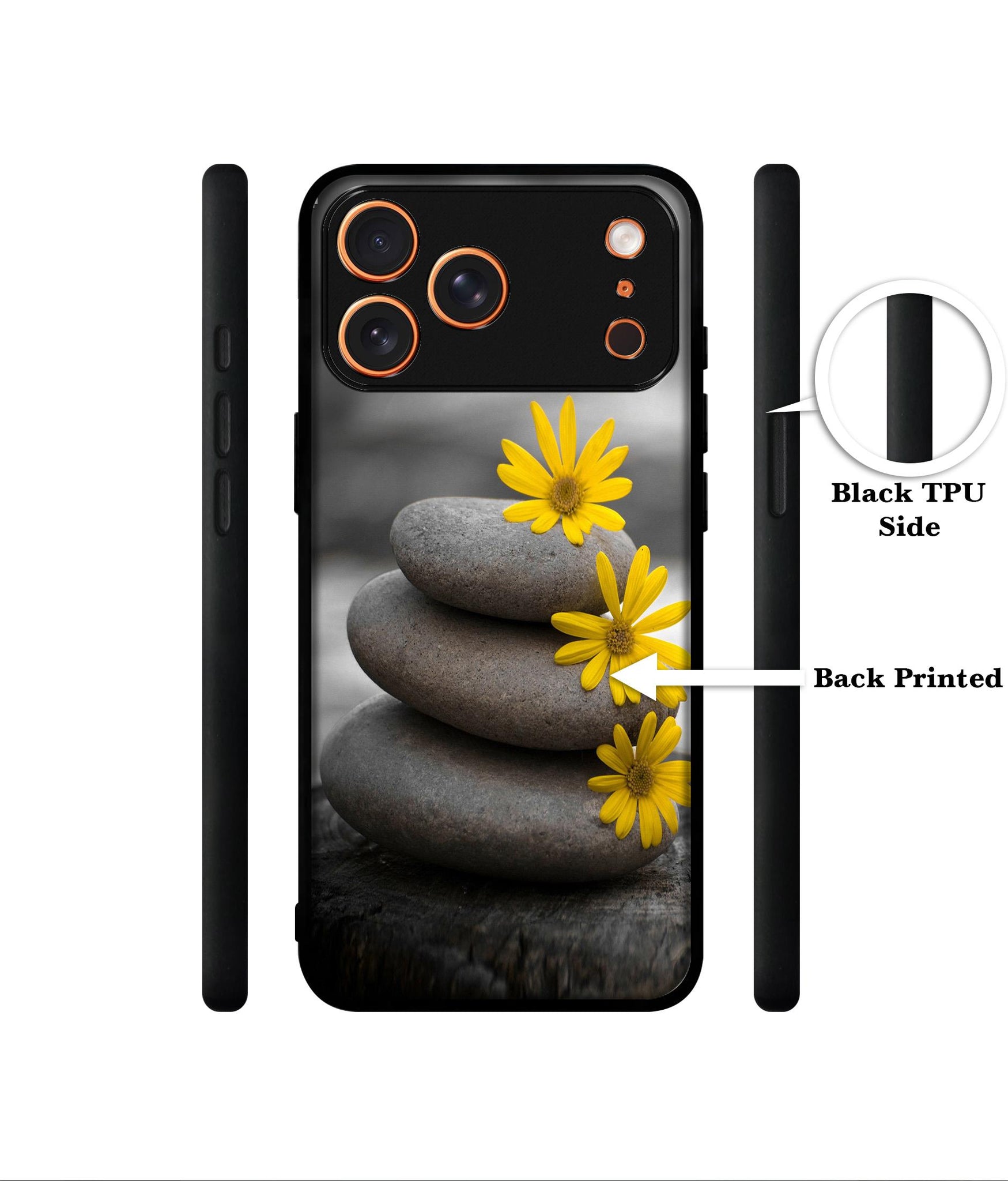 Stones And Flower Designer 2D Printed Back Case Cover for Apple iPhone 17 Pro