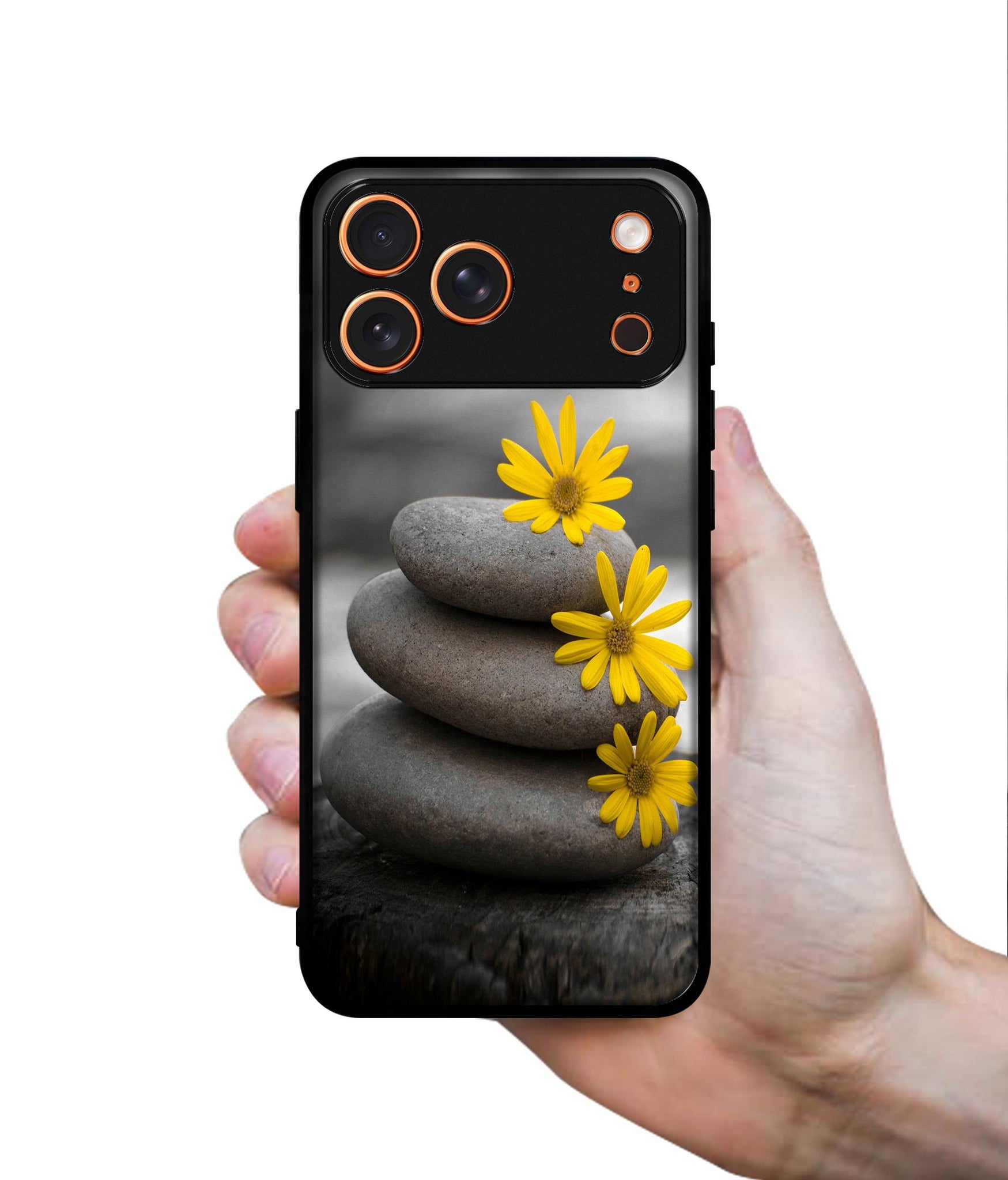 Stones And Flower Designer 2D Printed Back Case Cover for Apple iPhone 17 Pro