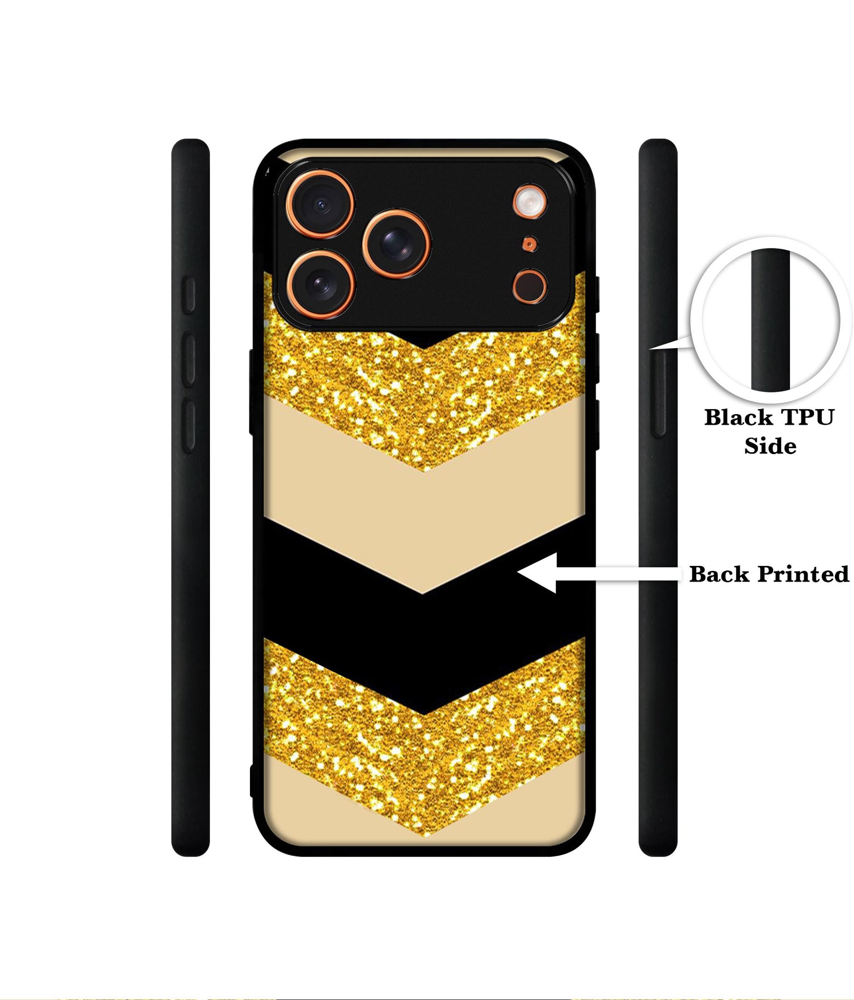 Black & Gold Designer 2D Printed Back Case Cover for Apple iPhone 17 Pro
