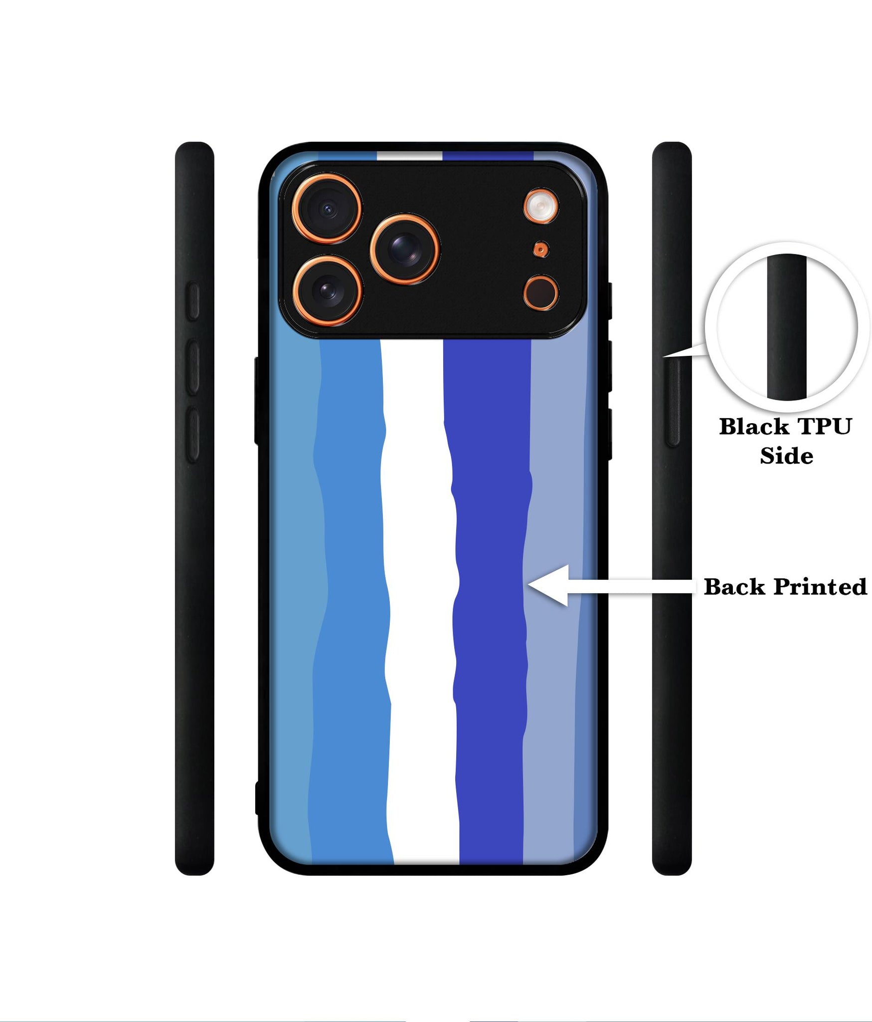 Blue Stripes Rainbow Designer 2D Printed Back Case Cover for Apple iPhone 17 Pro