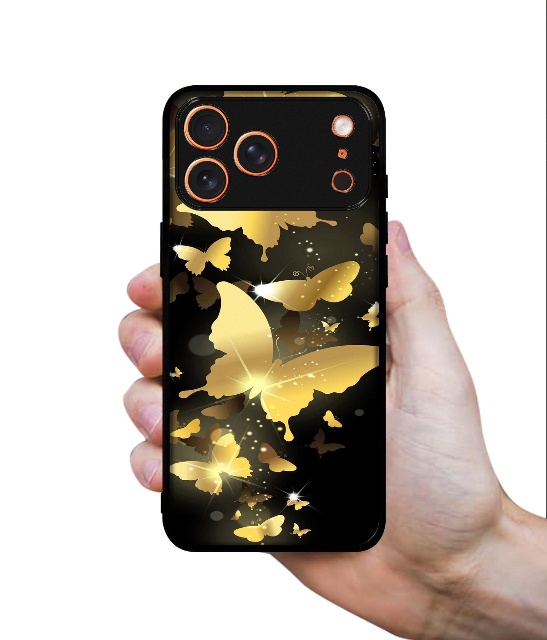 Golden Butterfly Pattern Designer 2D Printed Back Case Cover for Apple iPhone 17 Pro Max
