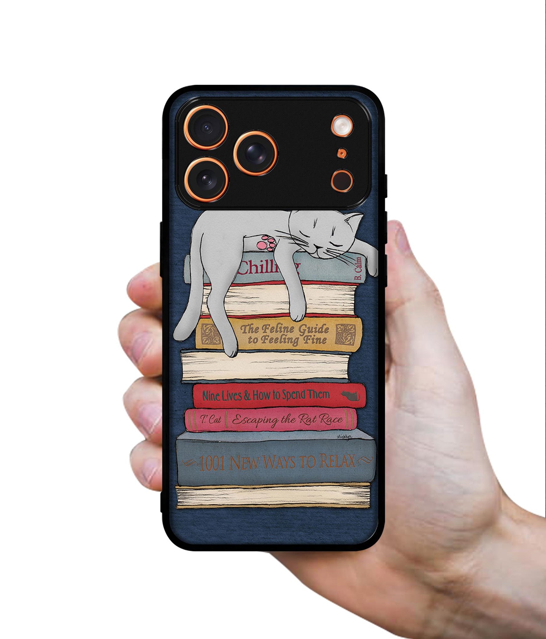 Cat Sleeping On The Books Designer 2D Printed Back Case Cover for Apple iPhone 17 Pro Max