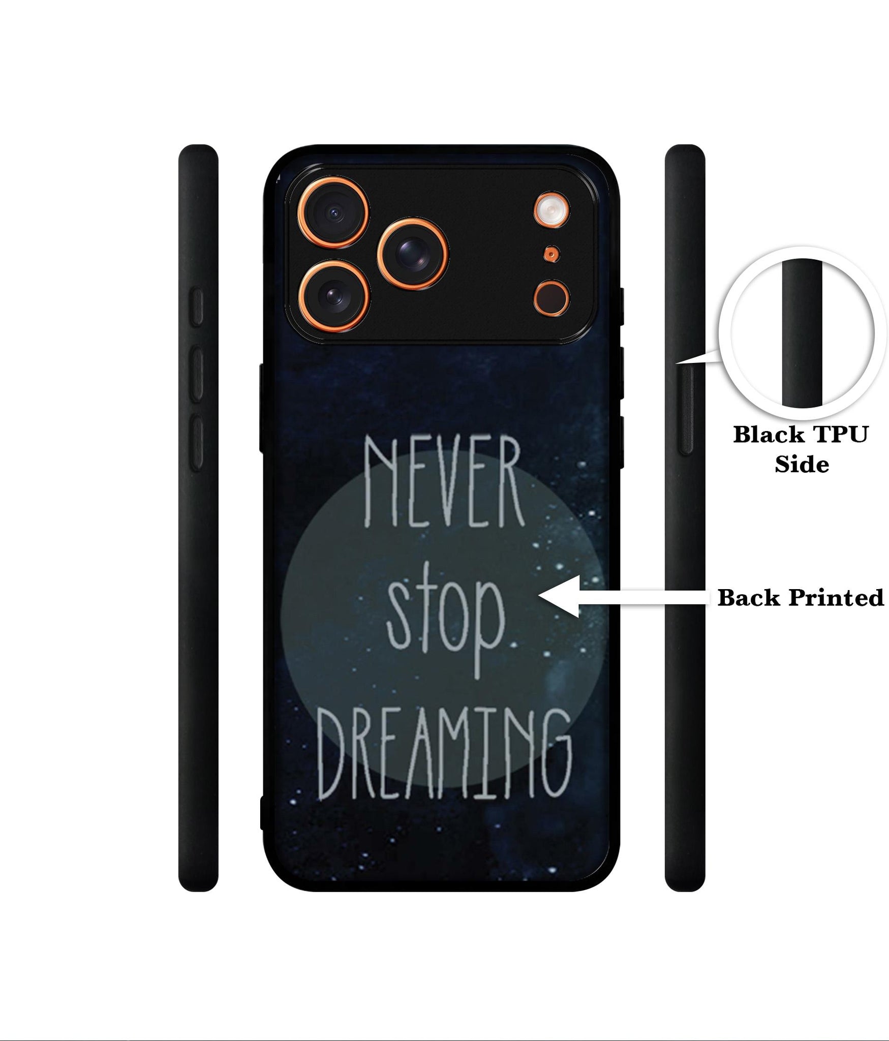 Never Stop Dreaming Designer 2D Printed Back Case Cover for Apple iPhone 17 Pro Max