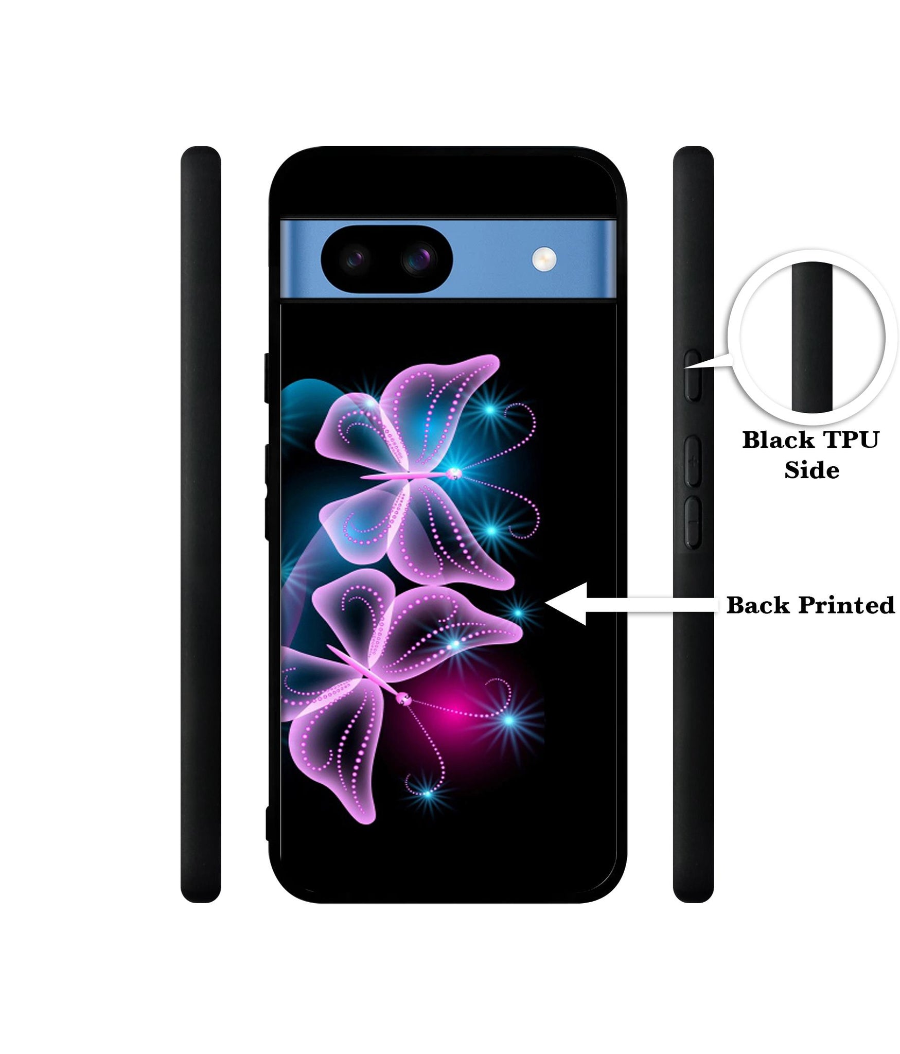 Butterflies Neon Light Designer 2D Printed Back Case Cover for Google Pixel 8a 5G