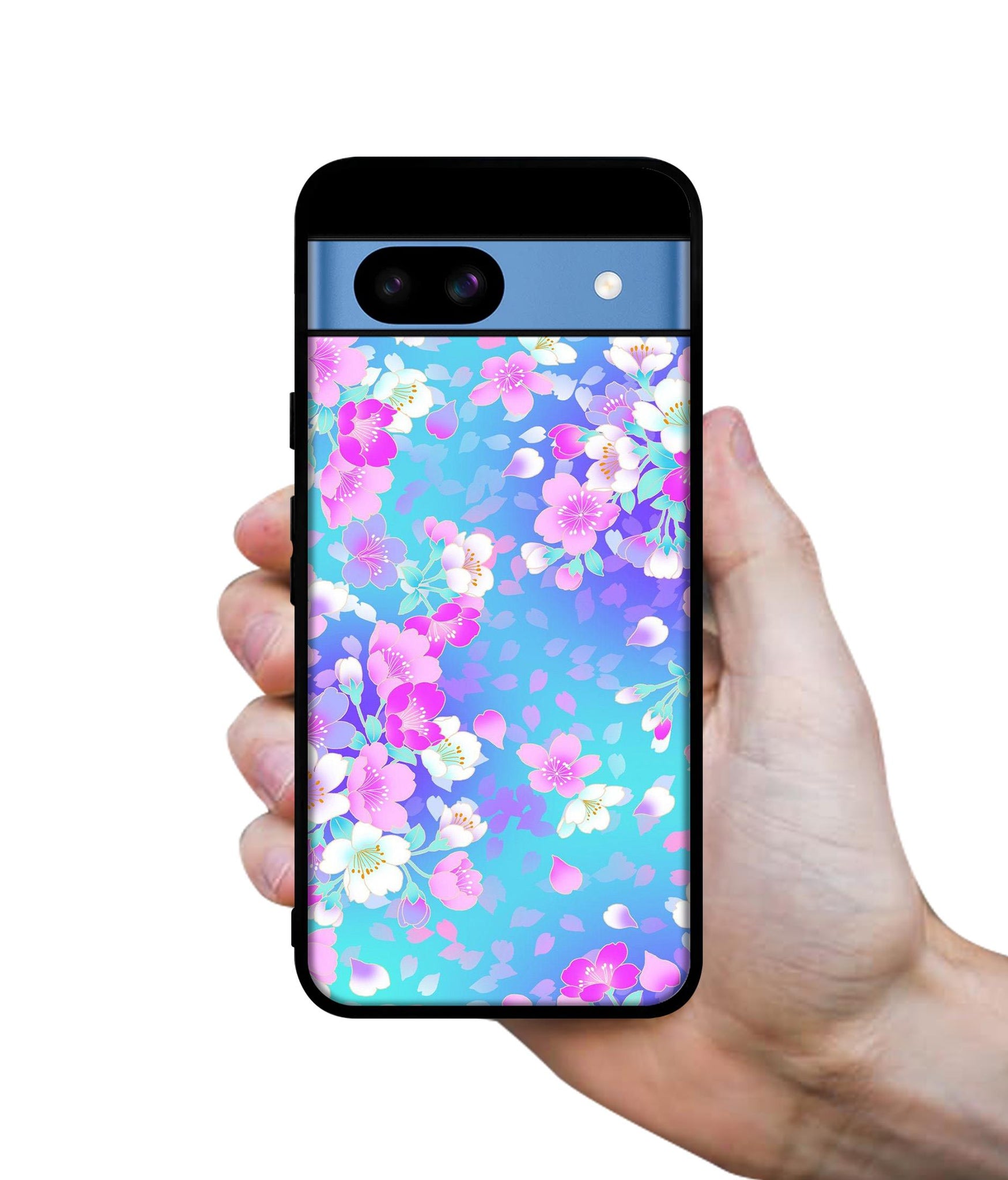 Floral Blue Pattern Designer 2D Printed Back Case Cover for Google Pixel 8a 5G