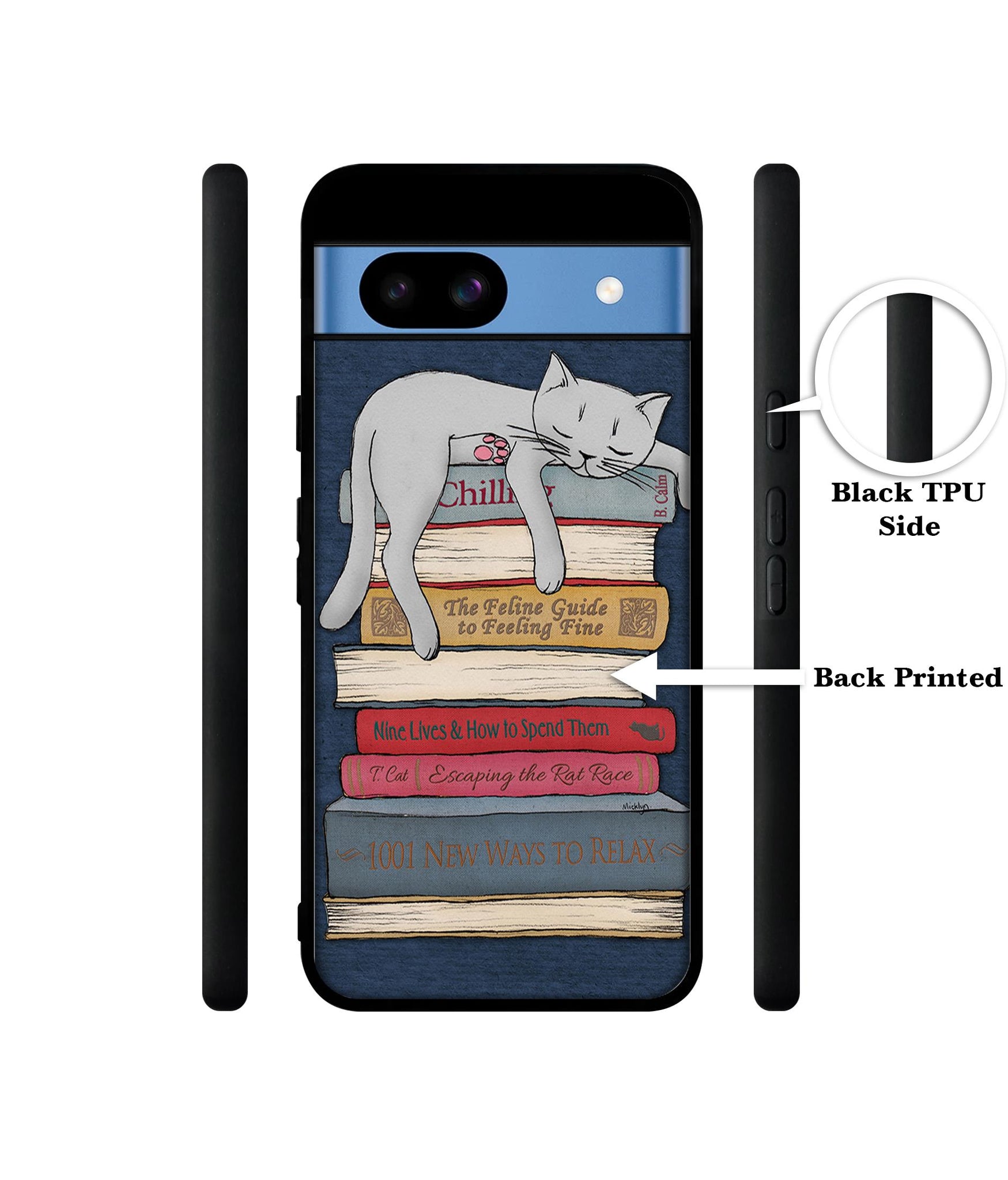Cat Sleeping On The Books Designer 2D Printed Back Case Cover for Google Pixel 8a 5G