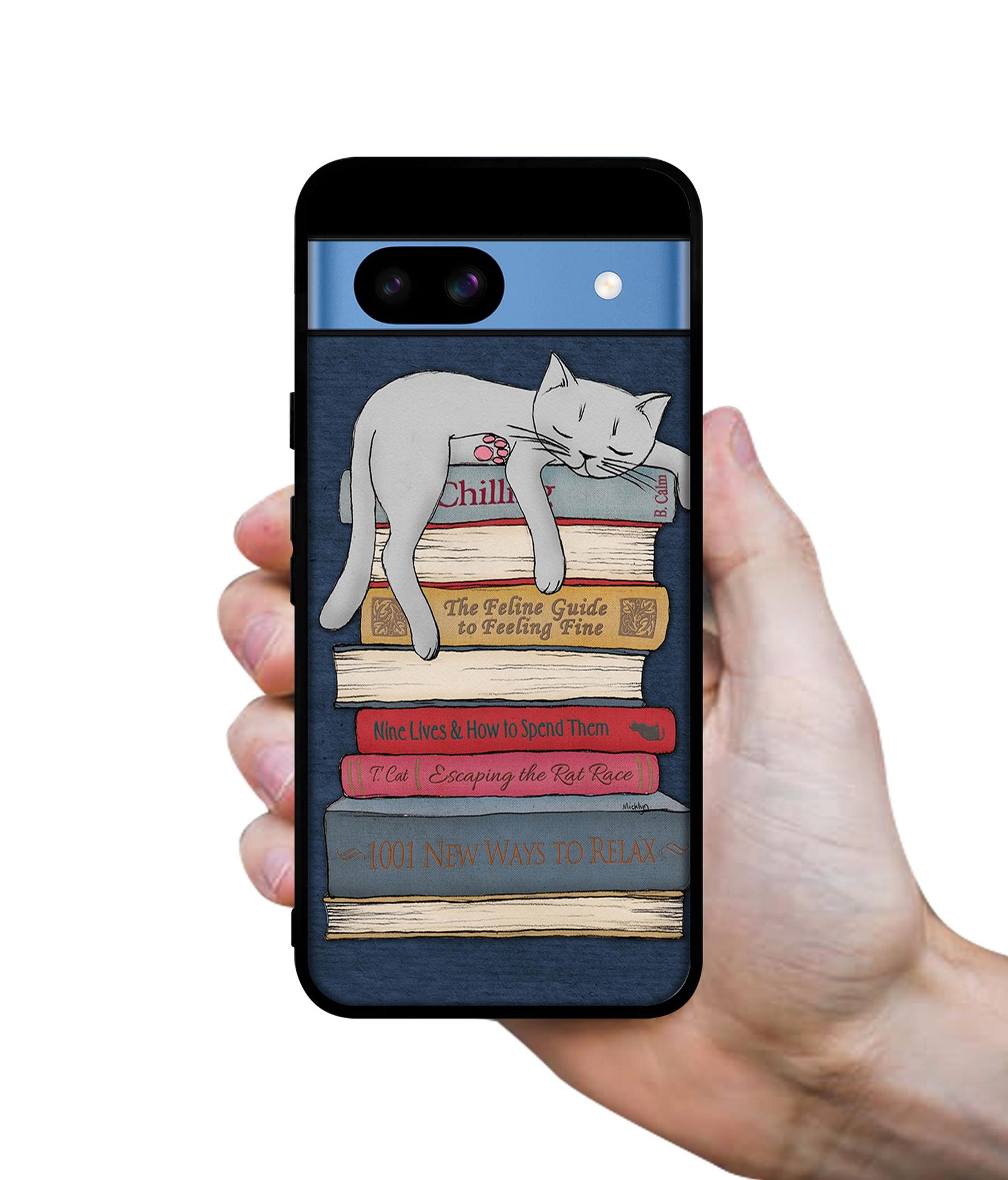 Cat Sleeping On The Books Designer 2D Printed Back Case Cover for Google Pixel 8a 5G
