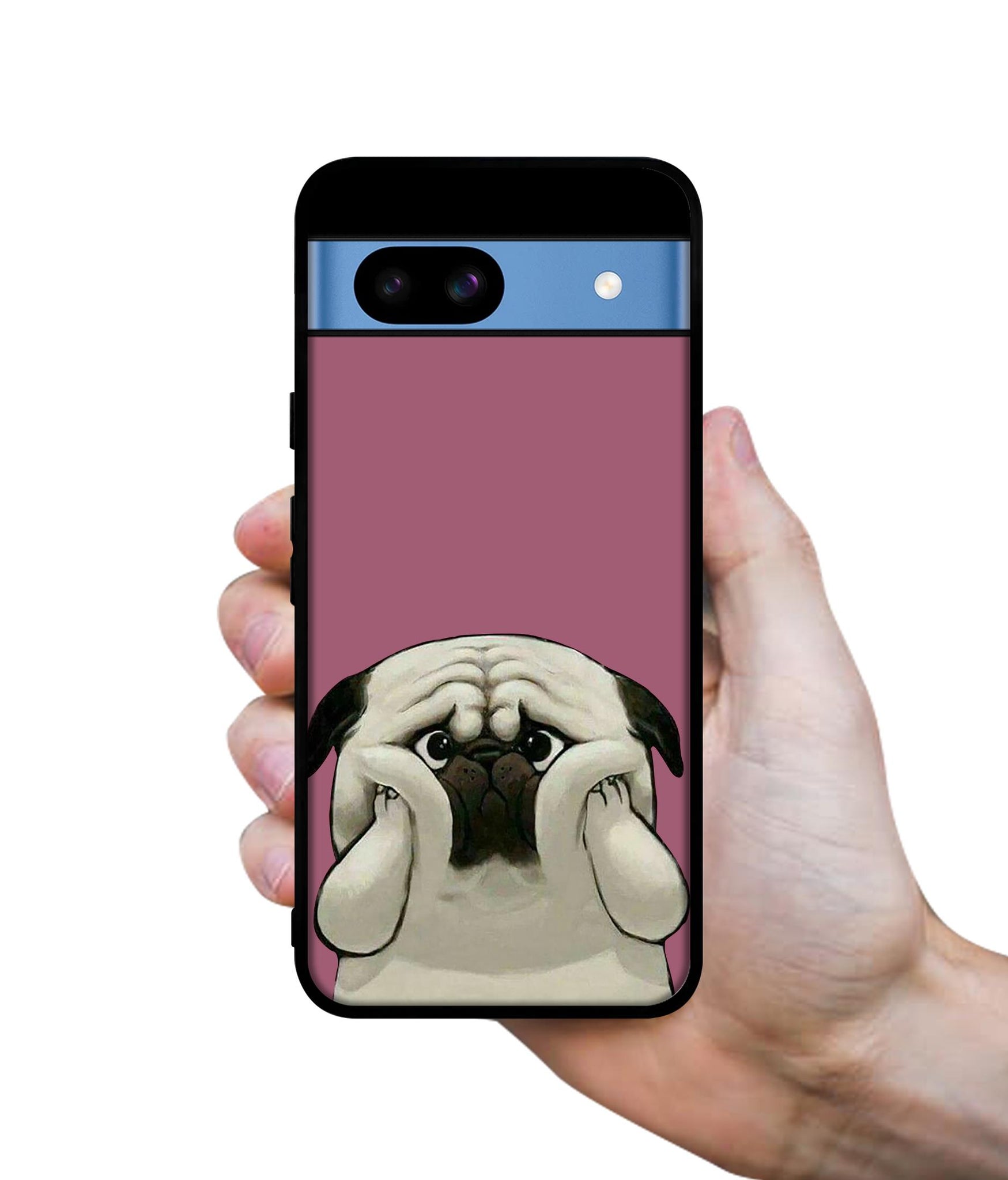Cute Pug Holding Big Cheeks Designer 2D Printed Back Case Cover for Google Pixel 8a 5G