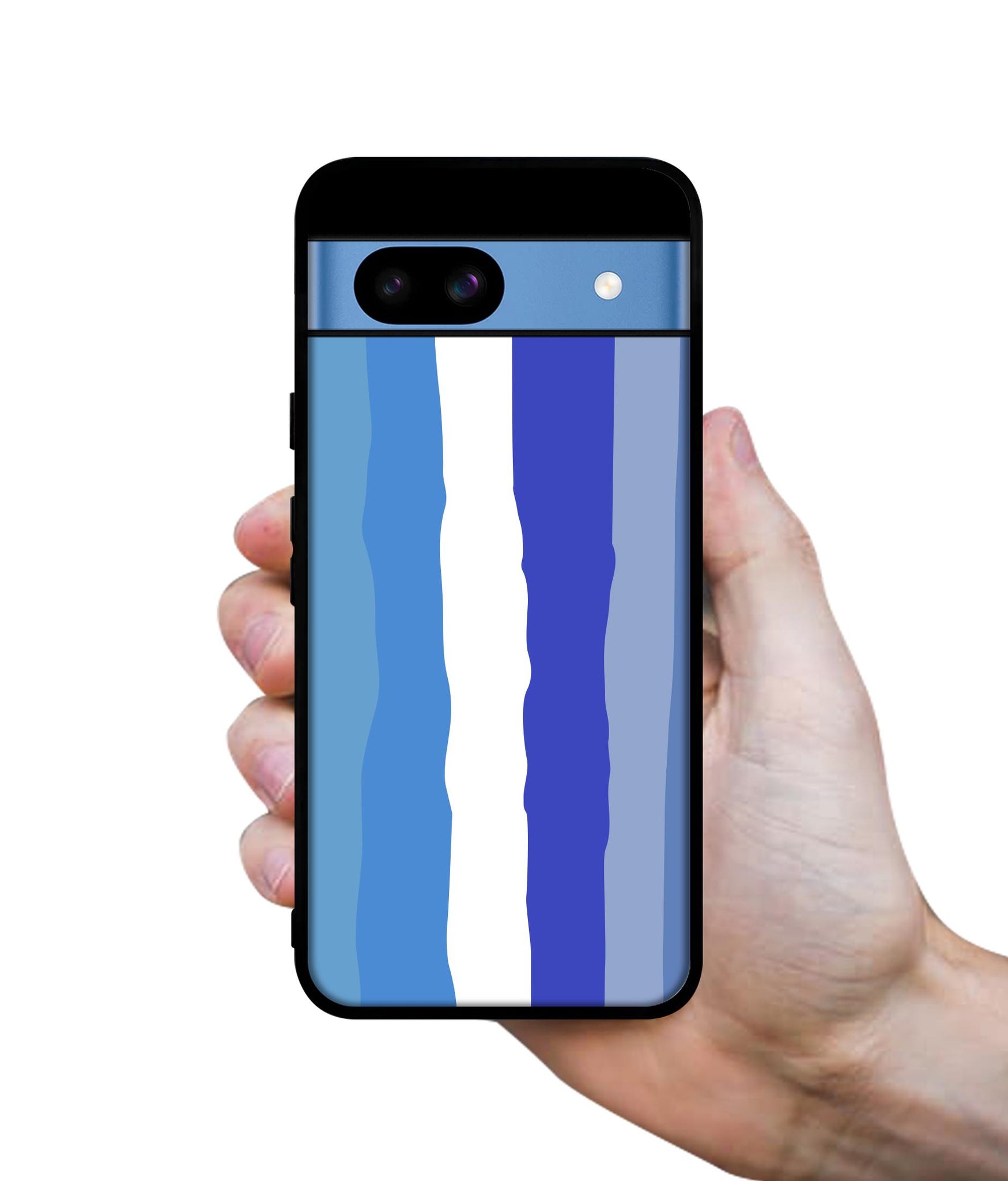 Blue Stripes Rainbow Designer 2D Printed Back Case Cover for Google Pixel 8a 5G