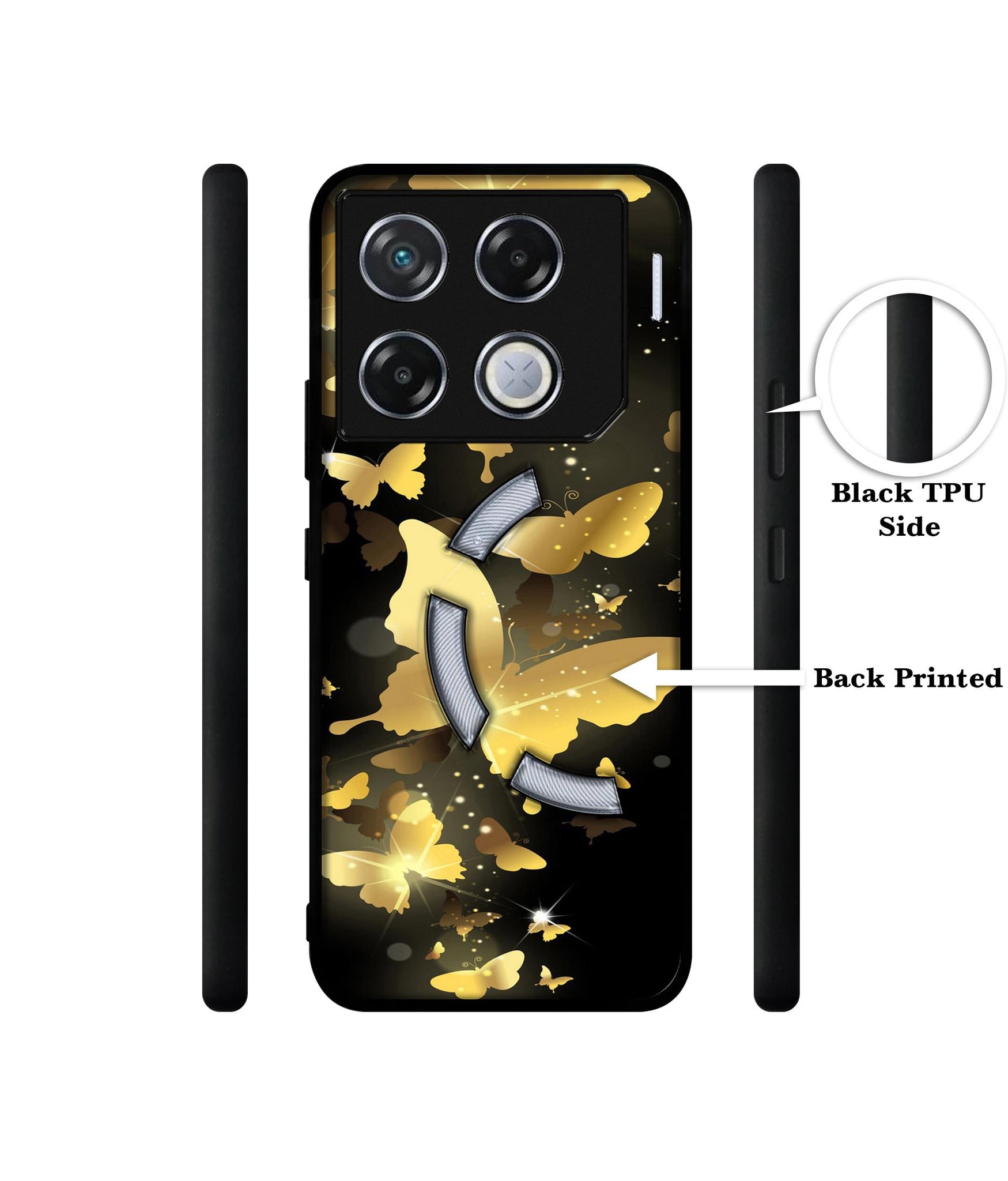 Golden Butterfly Pattern Designer 2D Printed Back Case Cover for Infinix GT 20 Pro 5G