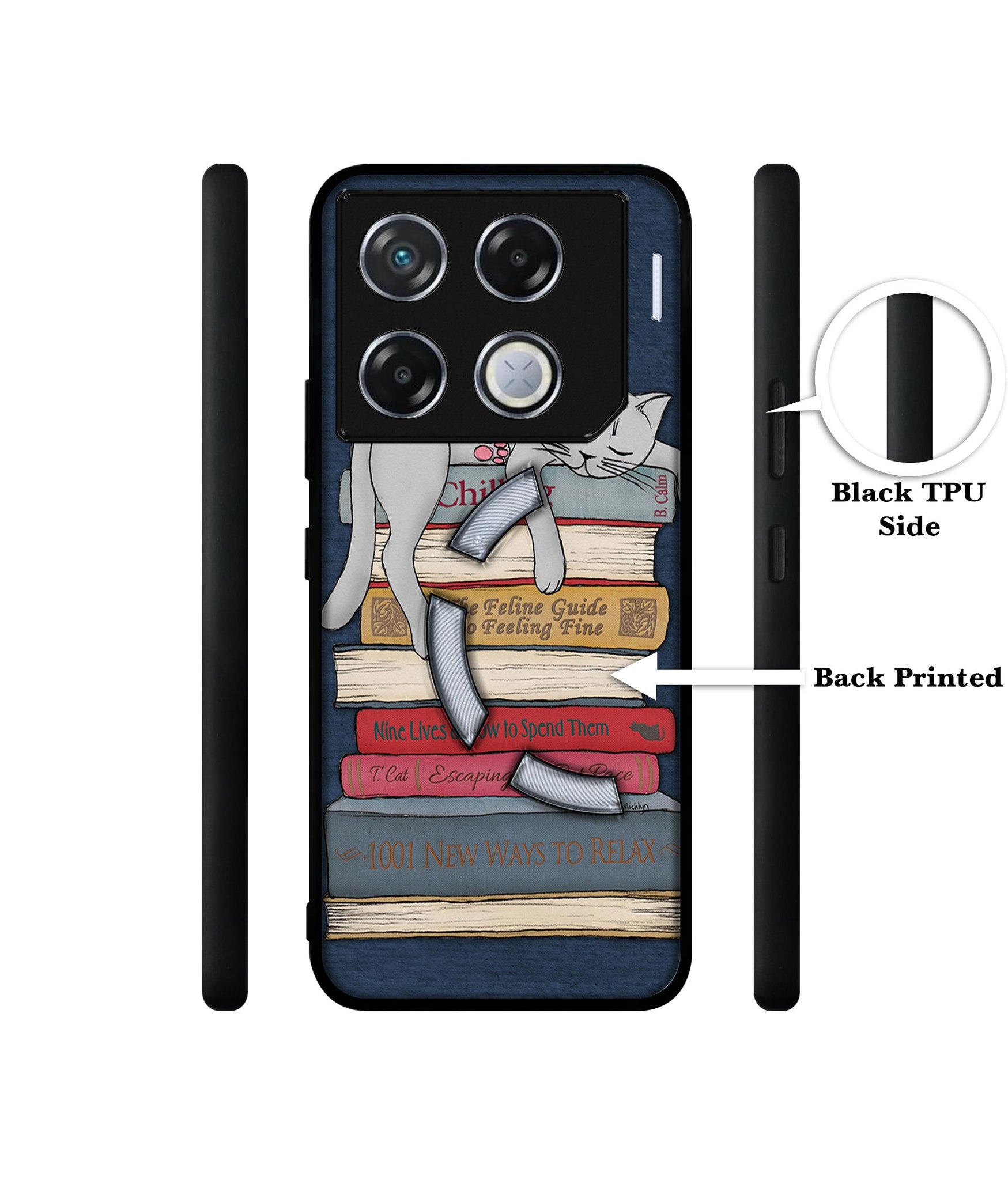 Cat Sleeping On The Books Designer 2D Printed Back Case Cover for Infinix GT 20 Pro 5G