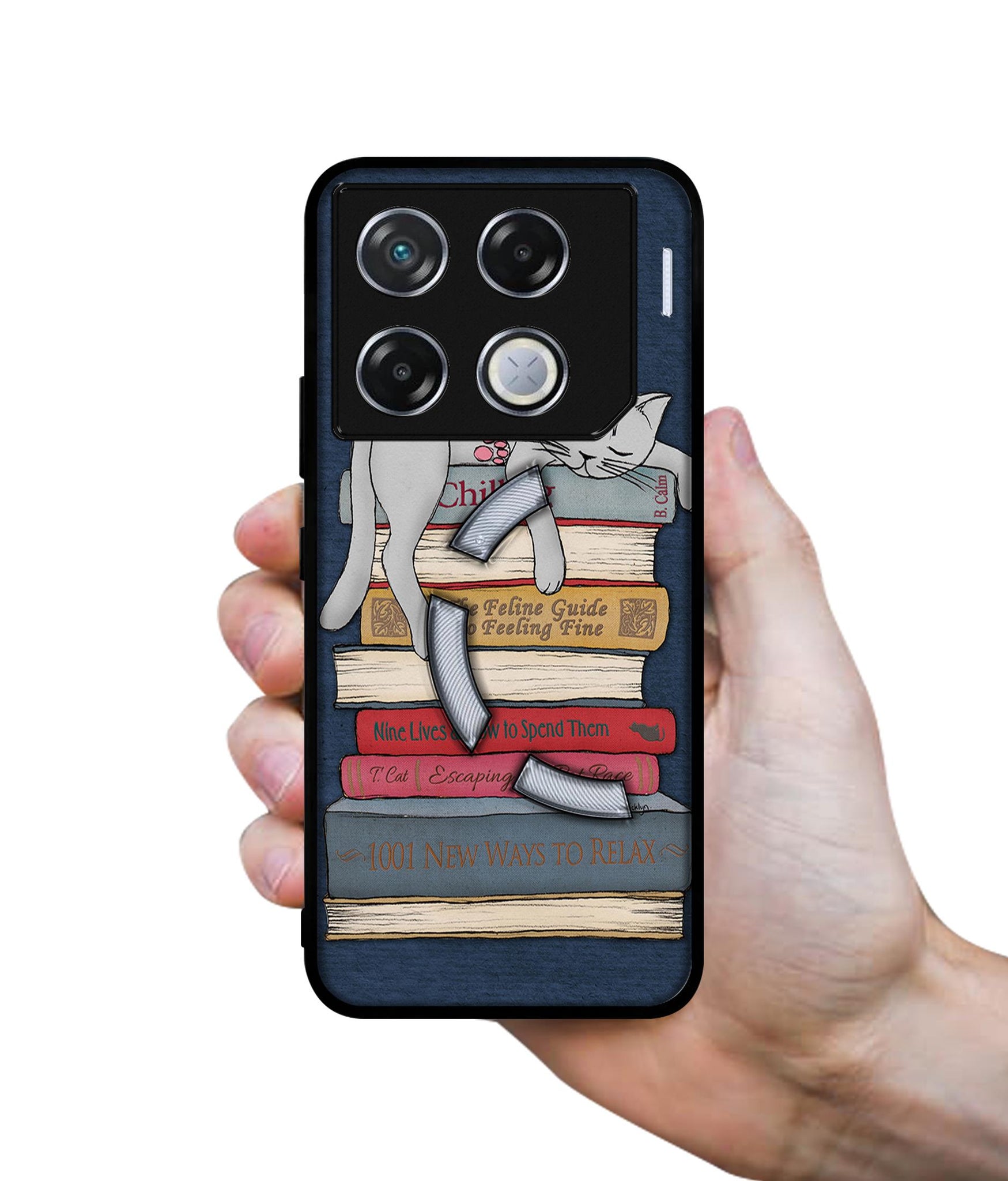 Cat Sleeping On The Books Designer 2D Printed Back Case Cover for Infinix GT 20 Pro 5G