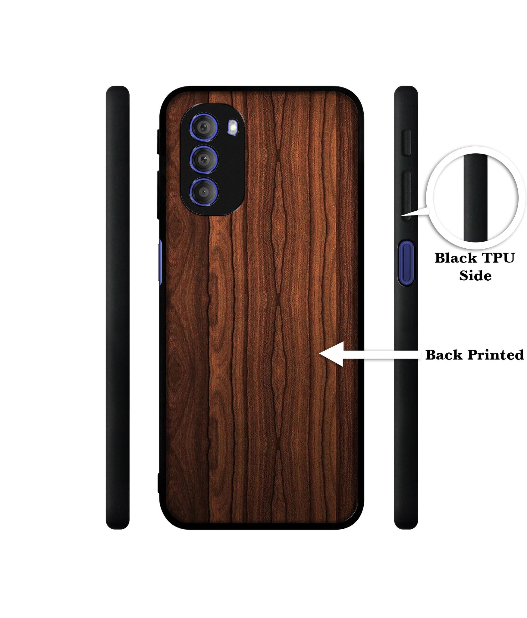 Brown Wooden Texture Designer 2D Printed Back Case Cover for Motorola Moto G51 5G