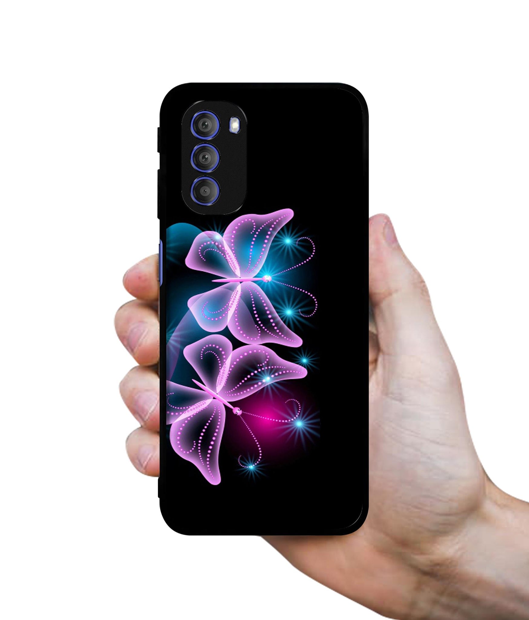 Butterflies Neon Light Designer 2D Printed Back Case Cover for Motorola Moto G51 5G