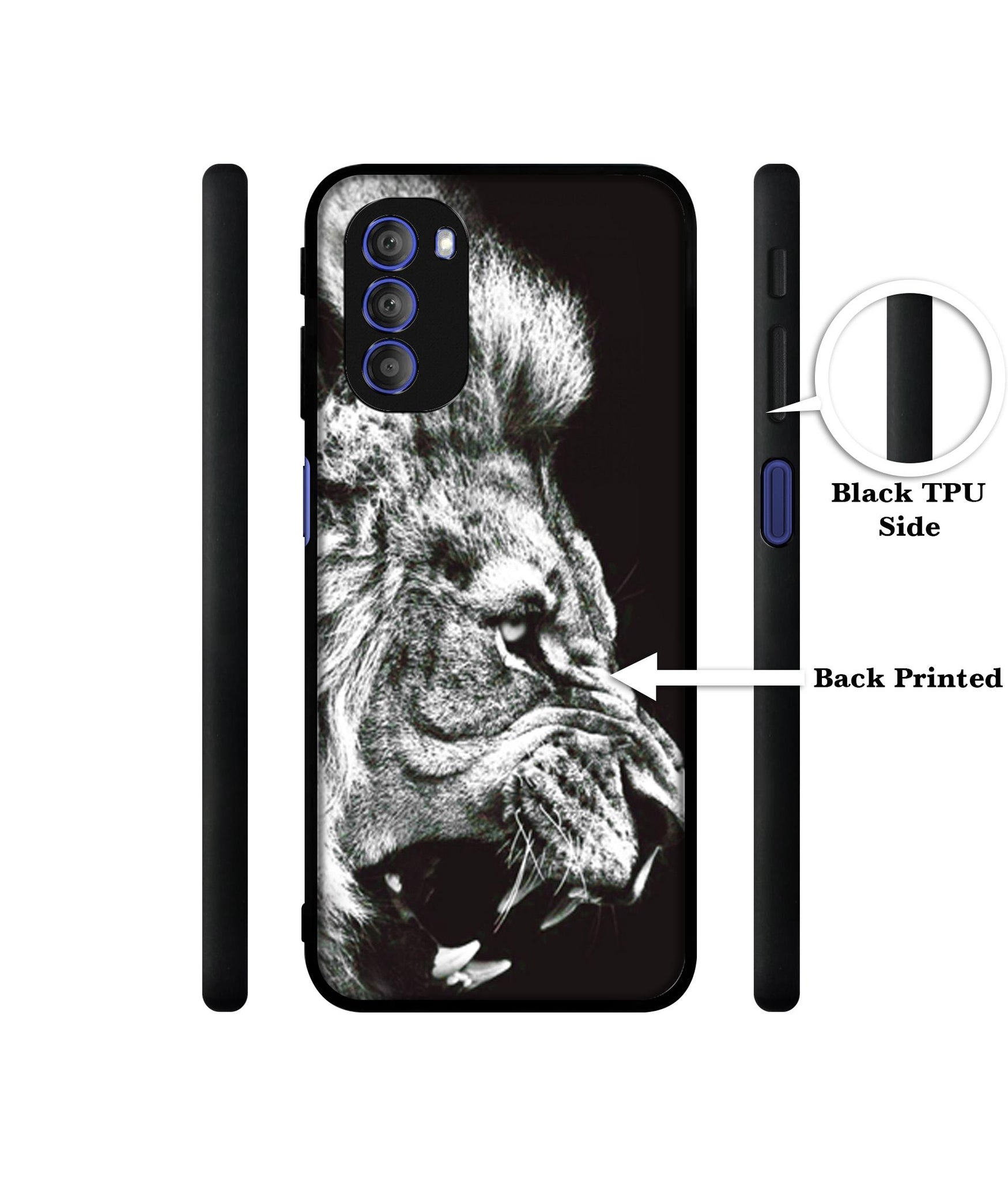 Angry Lion Designer 2D Printed Back Case Cover for Motorola Moto G51 5G