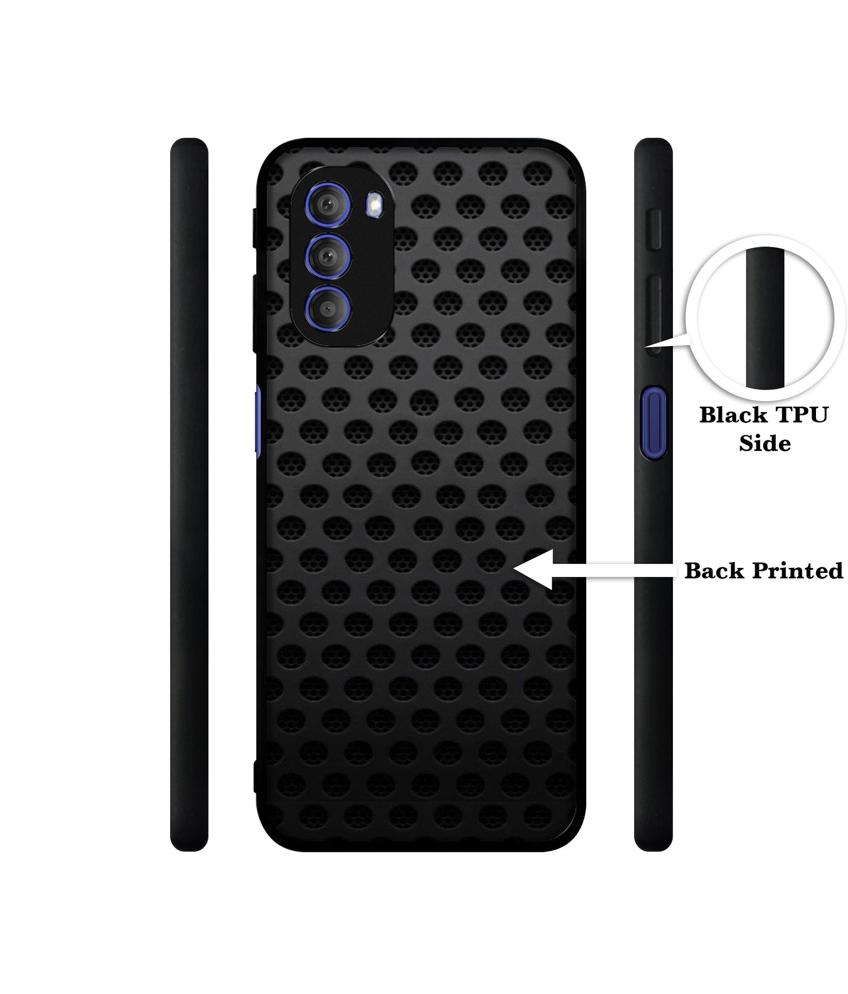 Black Circle Designer 2D Printed Back Case Cover for Motorola Moto G51 5G