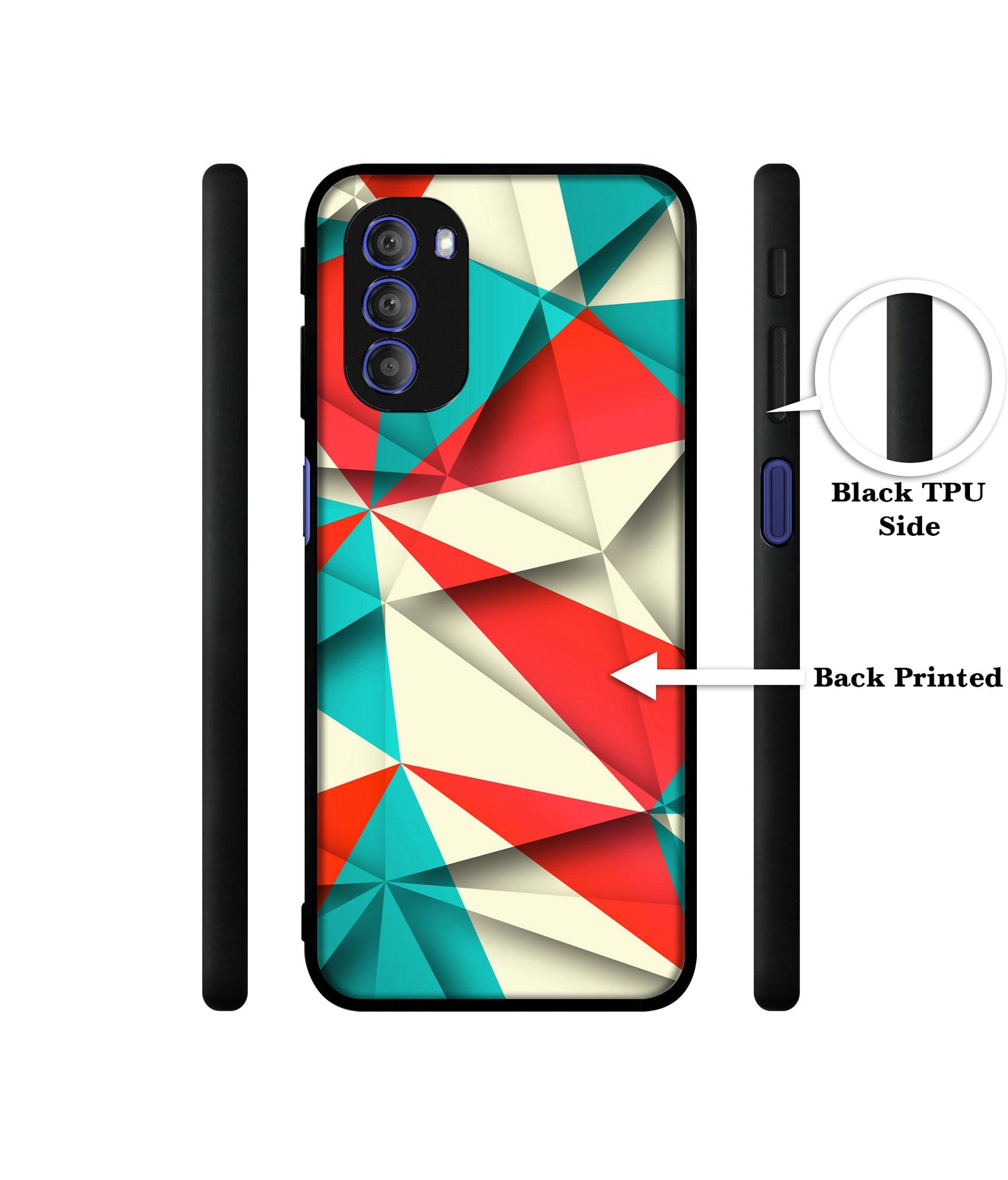 Red Blue White Pattern Designer 2D Printed Back Case Cover for Motorola Moto G51 5G