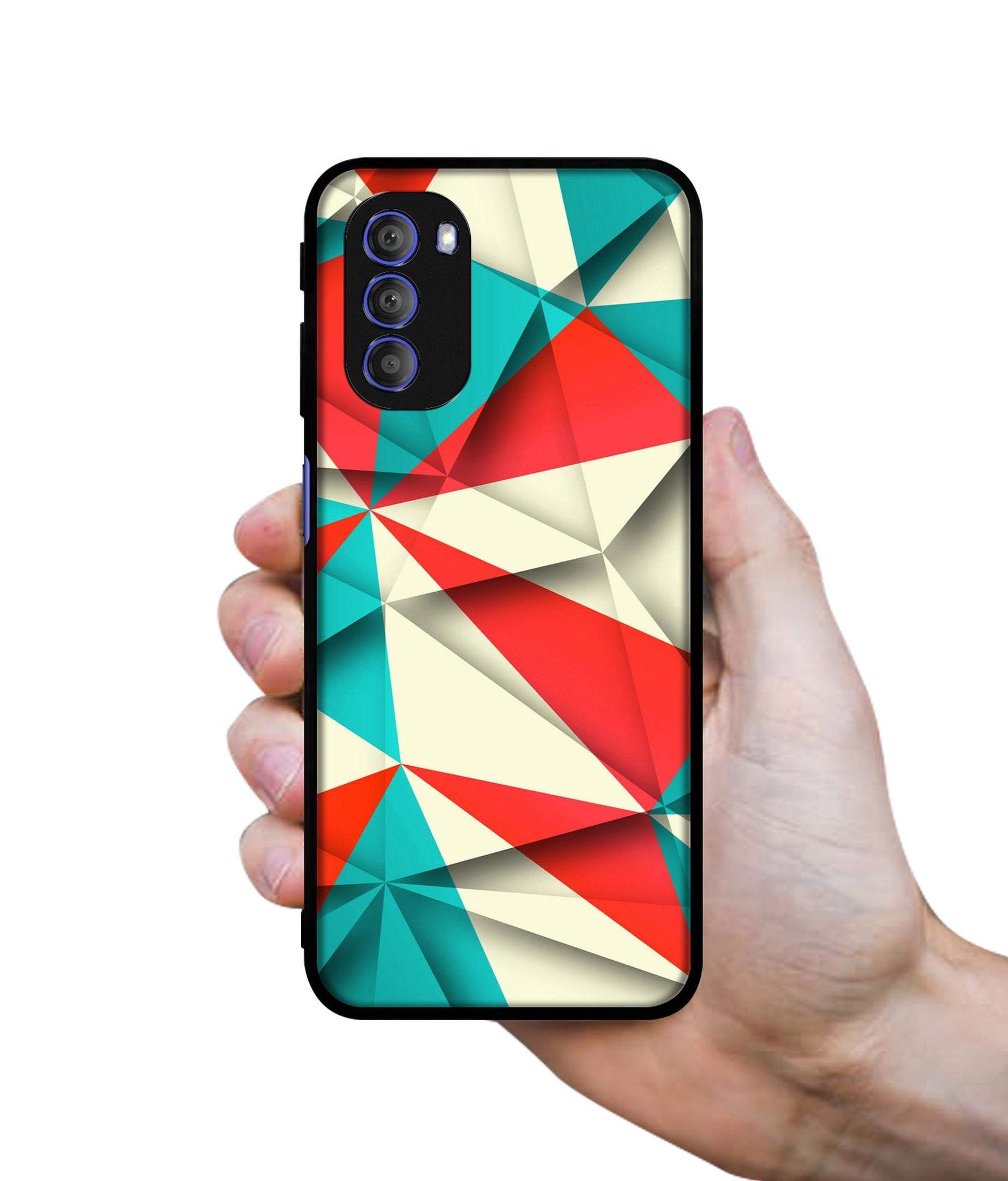 Red Blue White Pattern Designer 2D Printed Back Case Cover for Motorola Moto G51 5G