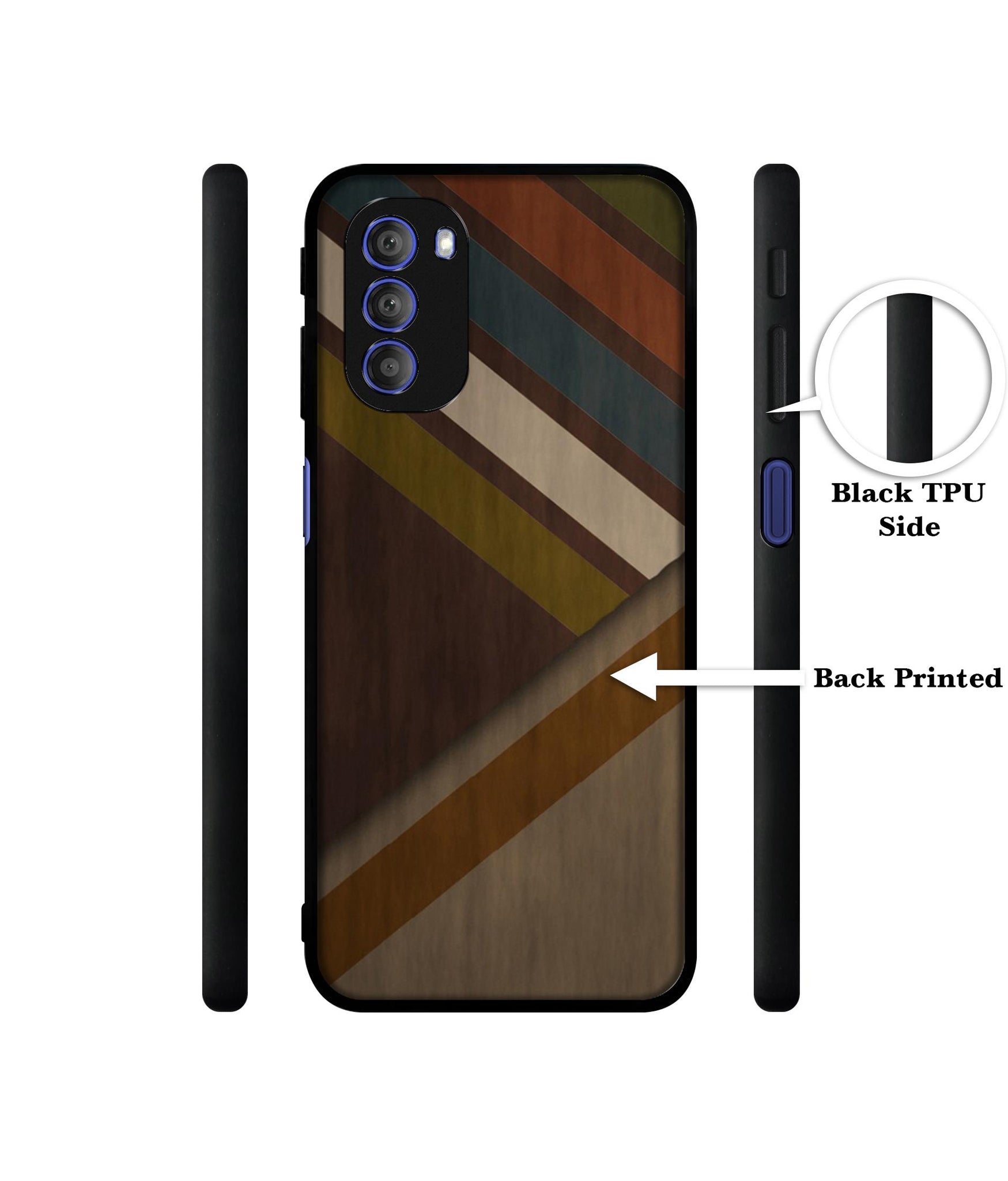 Colorful Wooden Pattern Designer 2D Printed Back Case Cover for Motorola Moto G51 5G