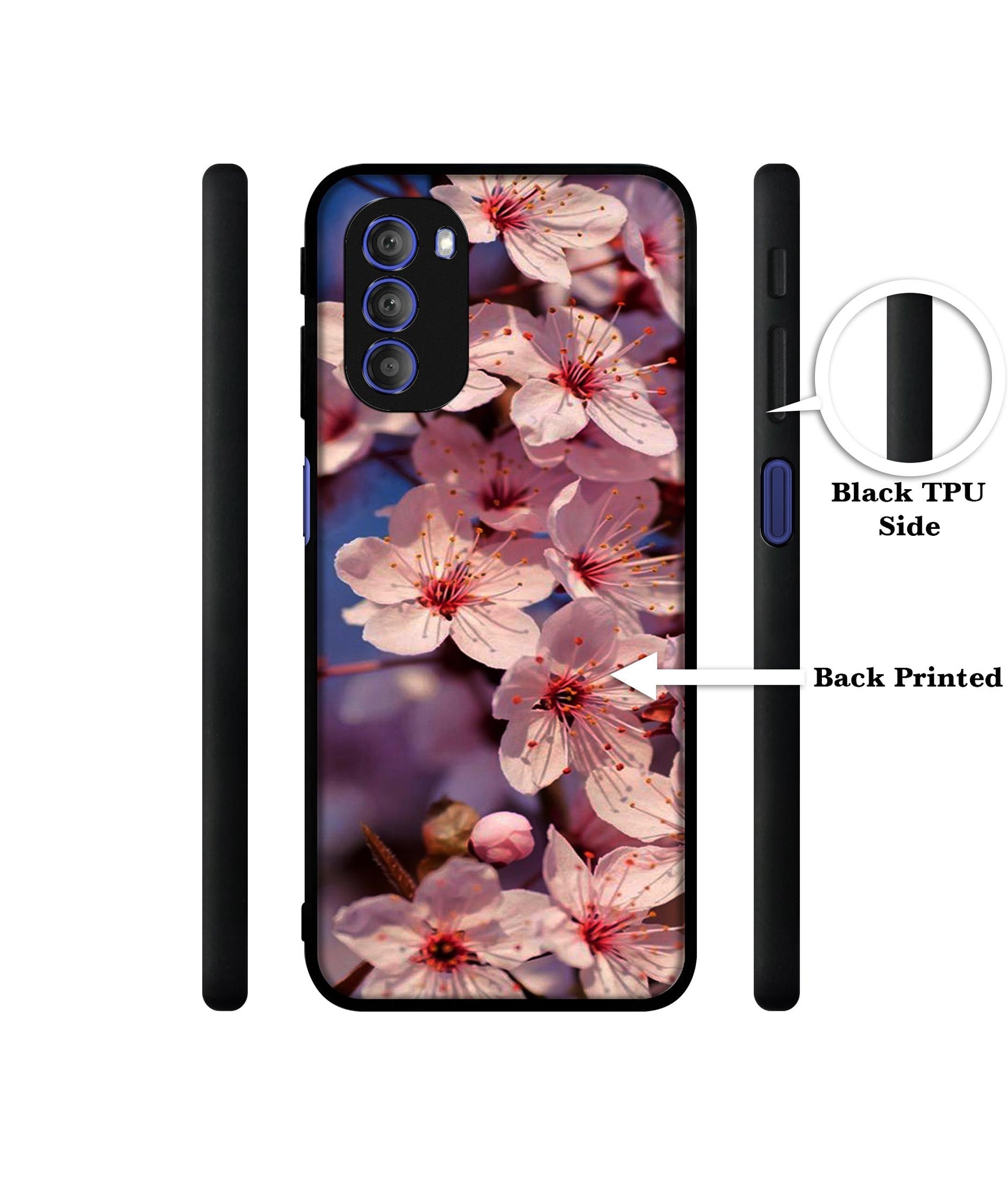 Pink Flowers Pattern Designer 2D Printed Back Case Cover for Motorola Moto G51 5G