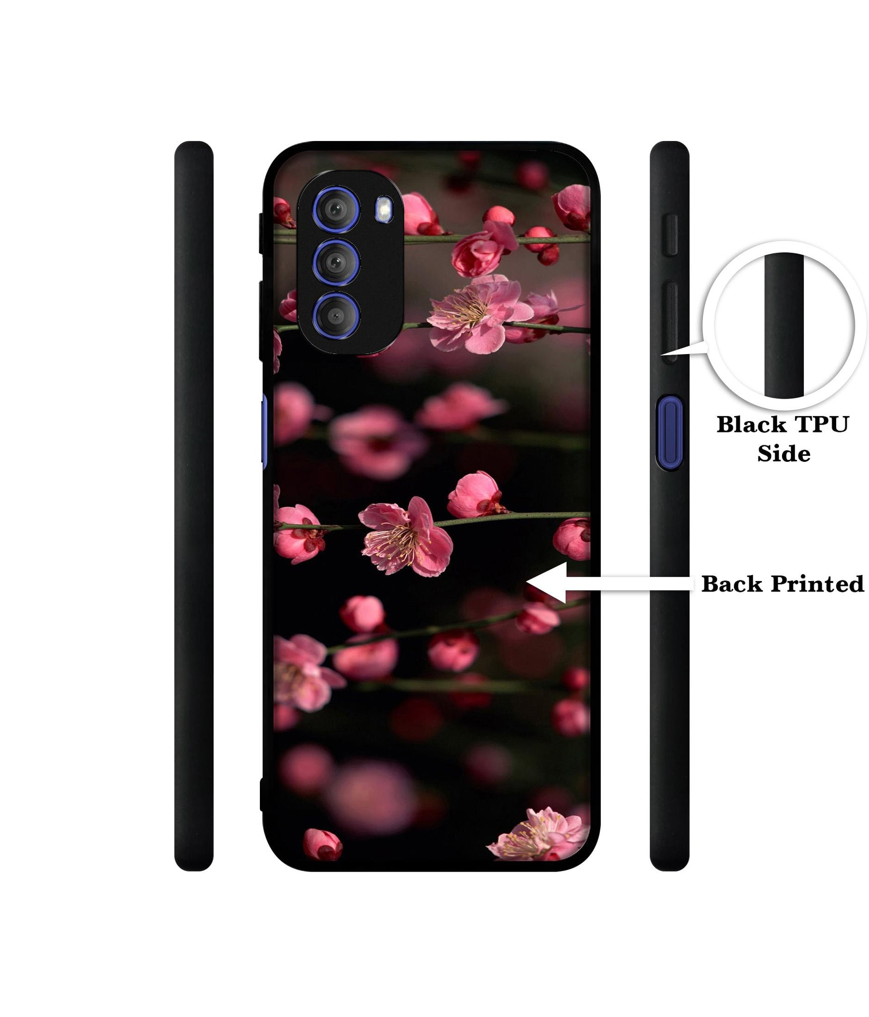 Pink Flowers Designer 2D Printed Back Case Cover for Motorola Moto G51 5G
