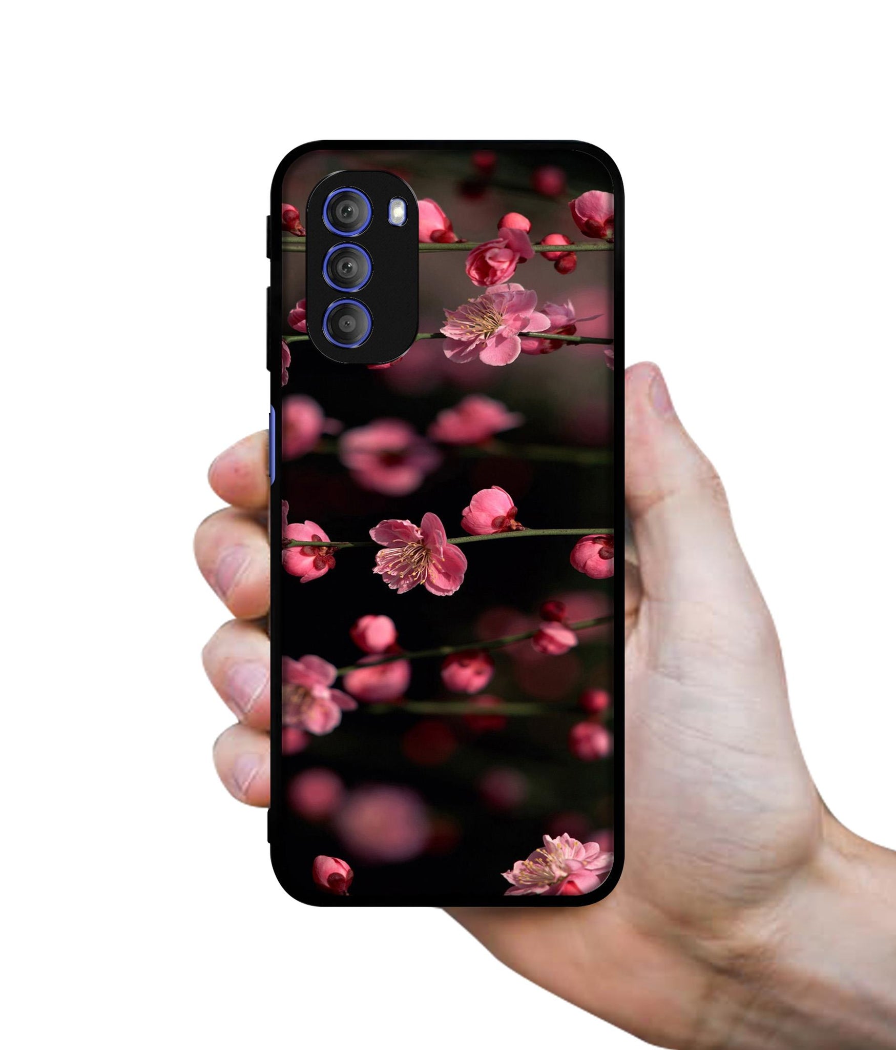 Pink Flowers Designer 2D Printed Back Case Cover for Motorola Moto G51 5G