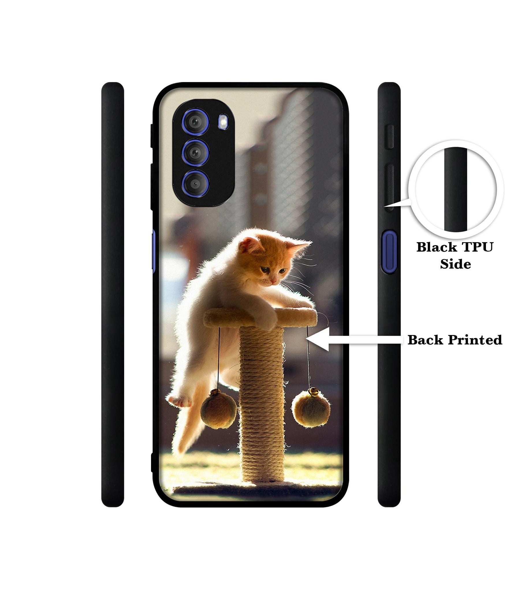 Cat Climbing Designer 2D Printed Back Case Cover for Motorola Moto G51 5G