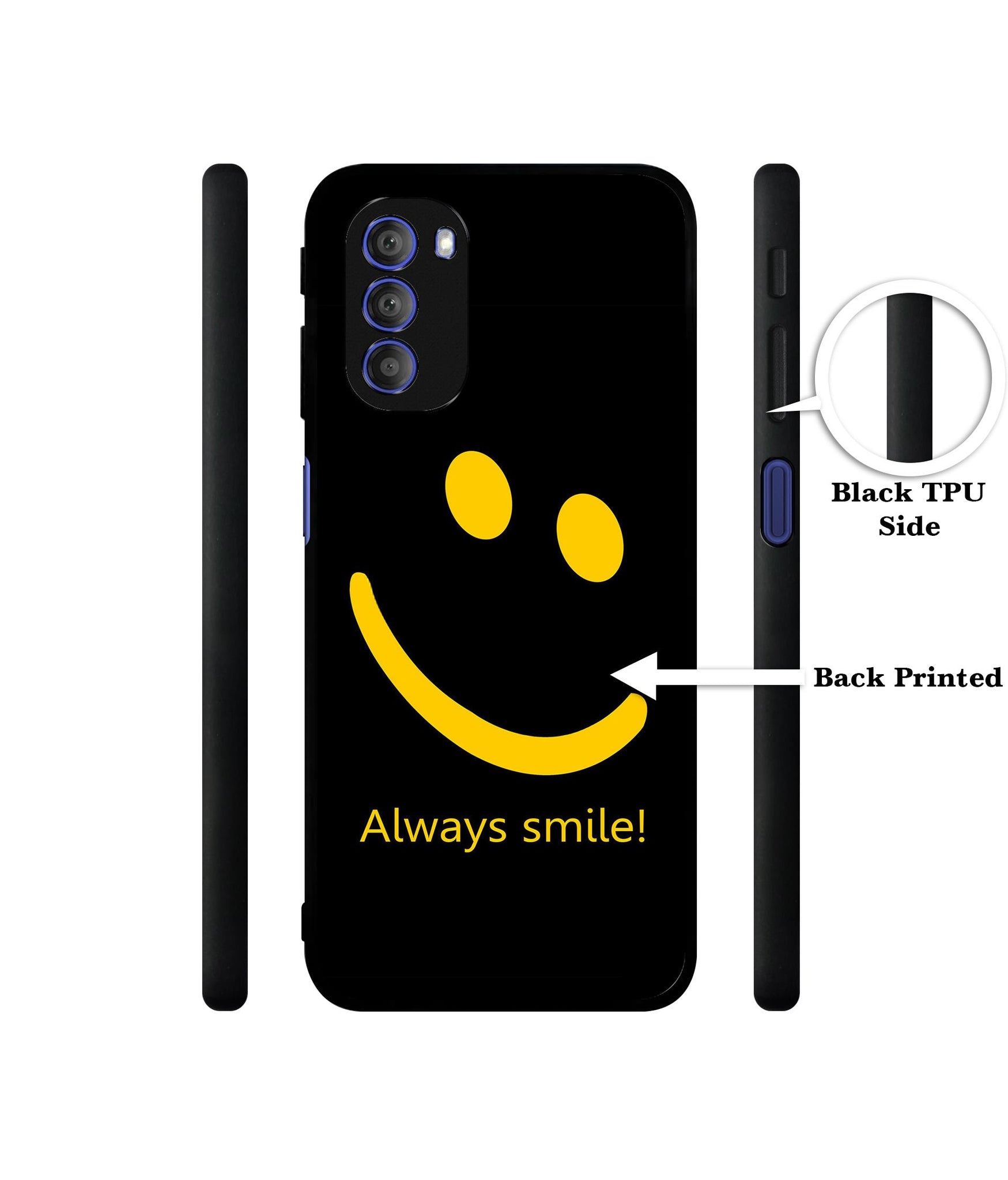 Always Smile Quote Designer 2D Printed Back Case Cover for Motorola Moto G51 5G