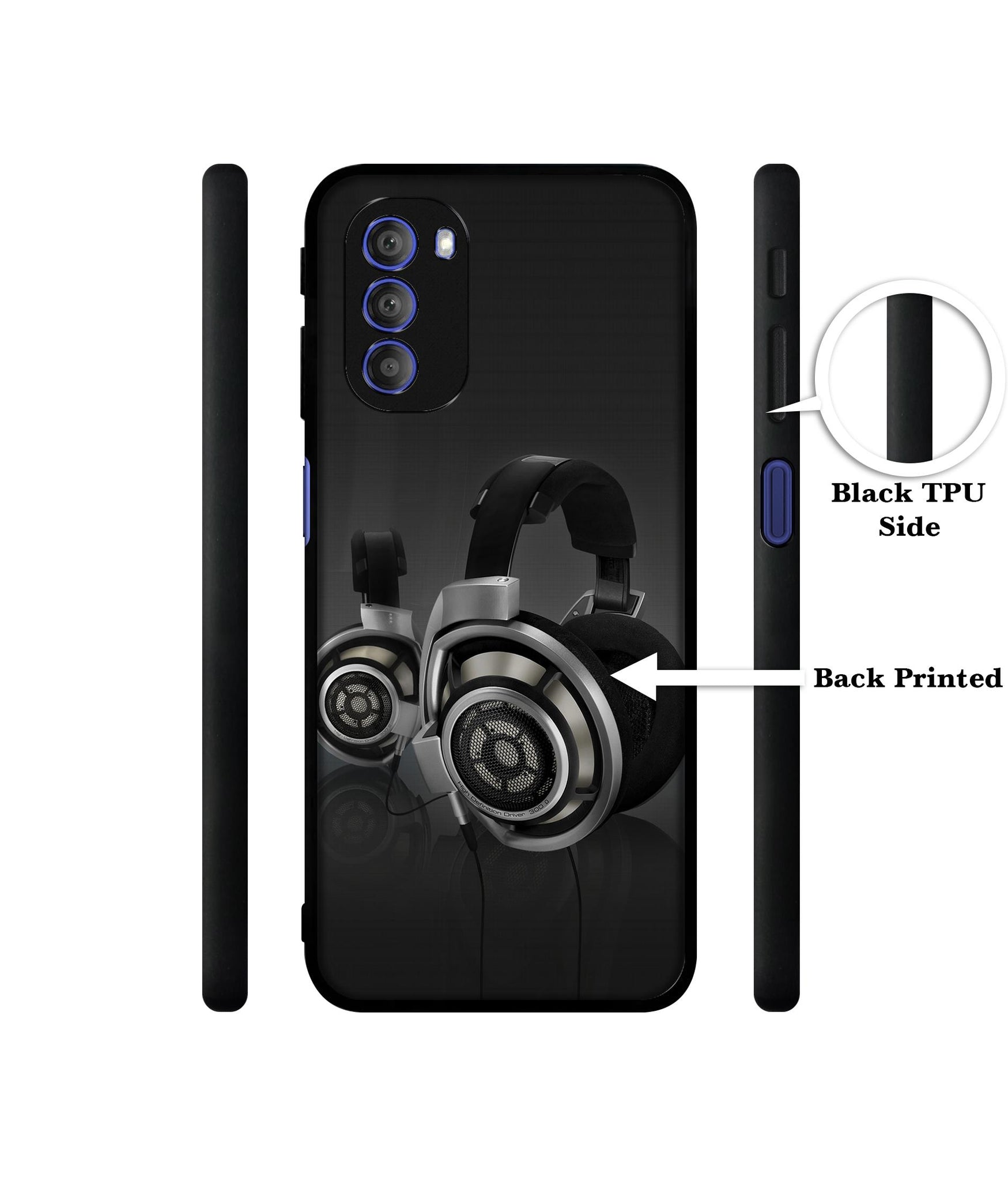 Head Phone Designer 2D Printed Back Case Cover for Motorola Moto G51 5G