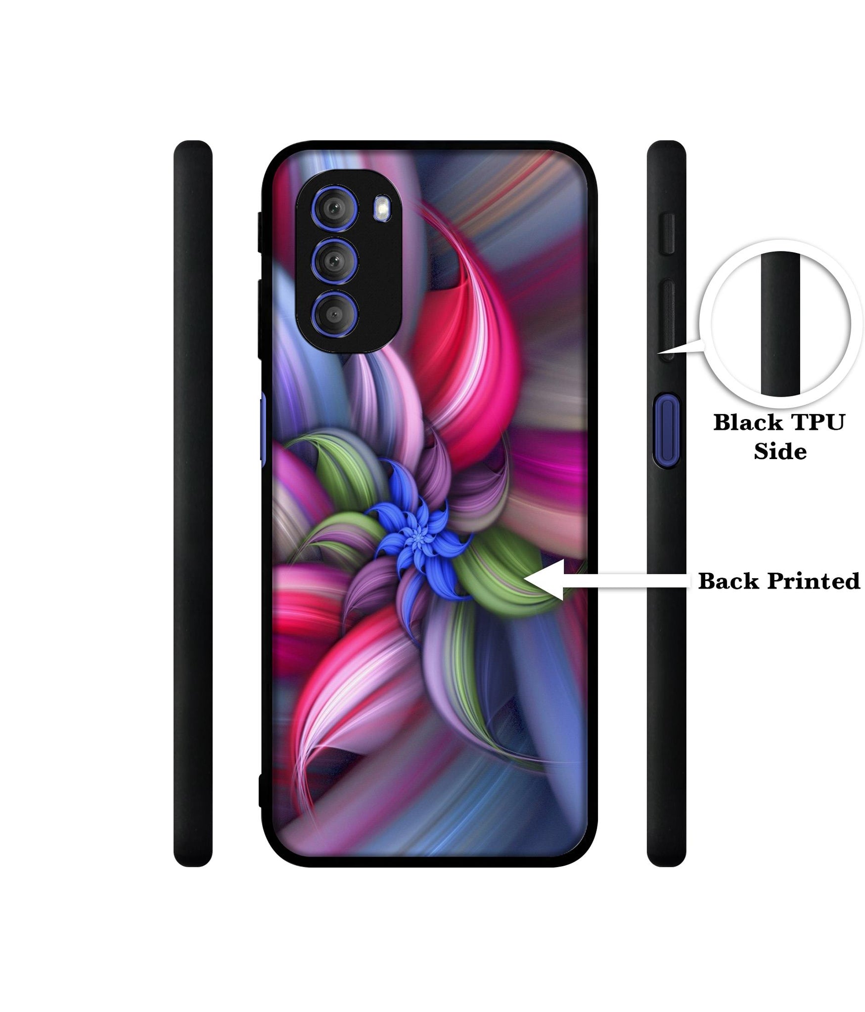 Colorful Flower Designer 2D Printed Back Case Cover for Motorola Moto G51 5G