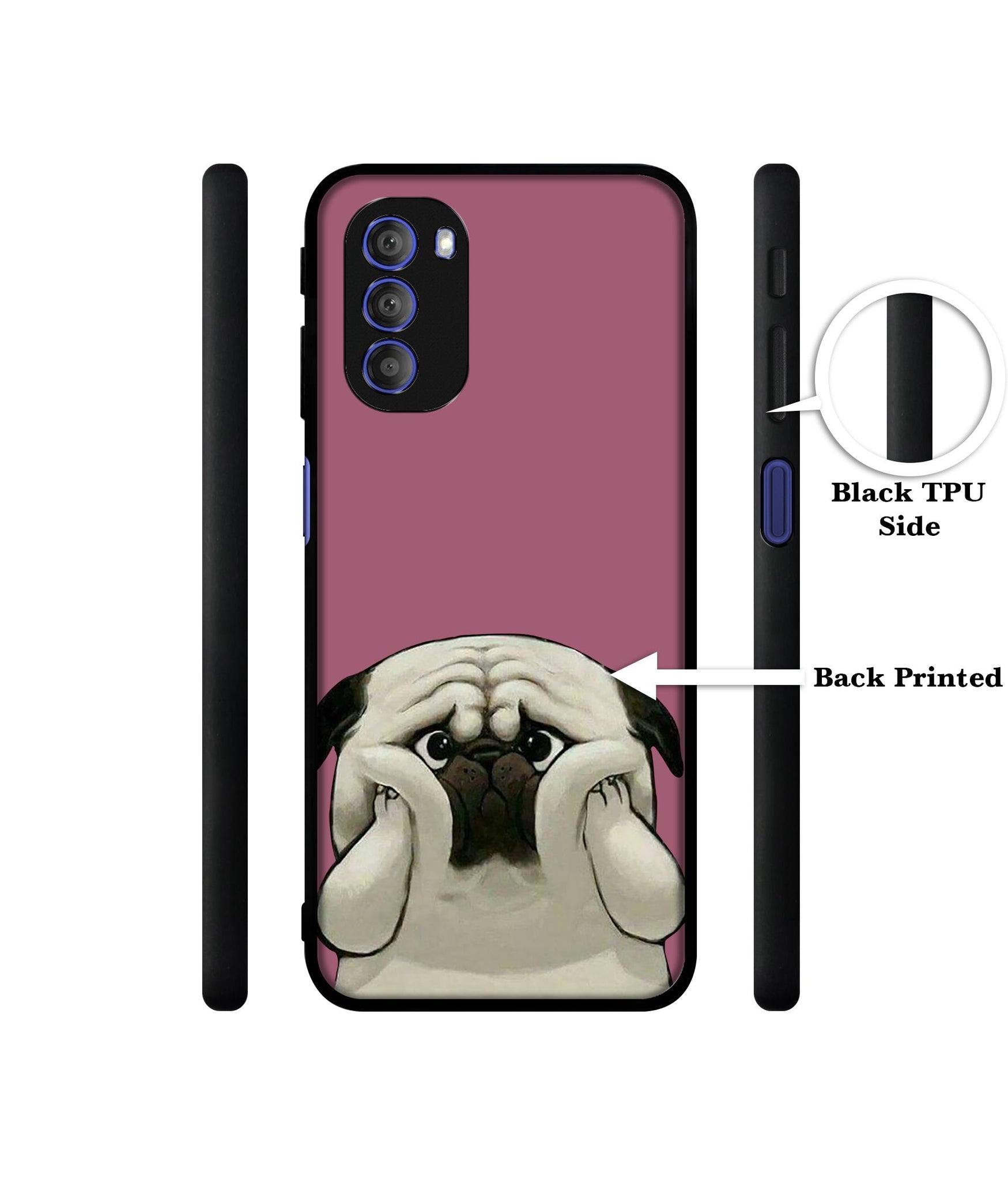 Cute Pug Holding Big Cheeks Designer 2D Printed Back Case Cover for Motorola Moto G51 5G