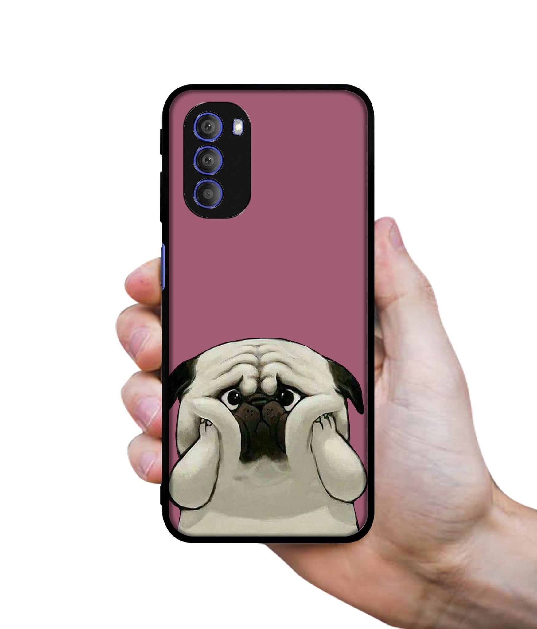 Cute Pug Holding Big Cheeks Designer 2D Printed Back Case Cover for Motorola Moto G51 5G