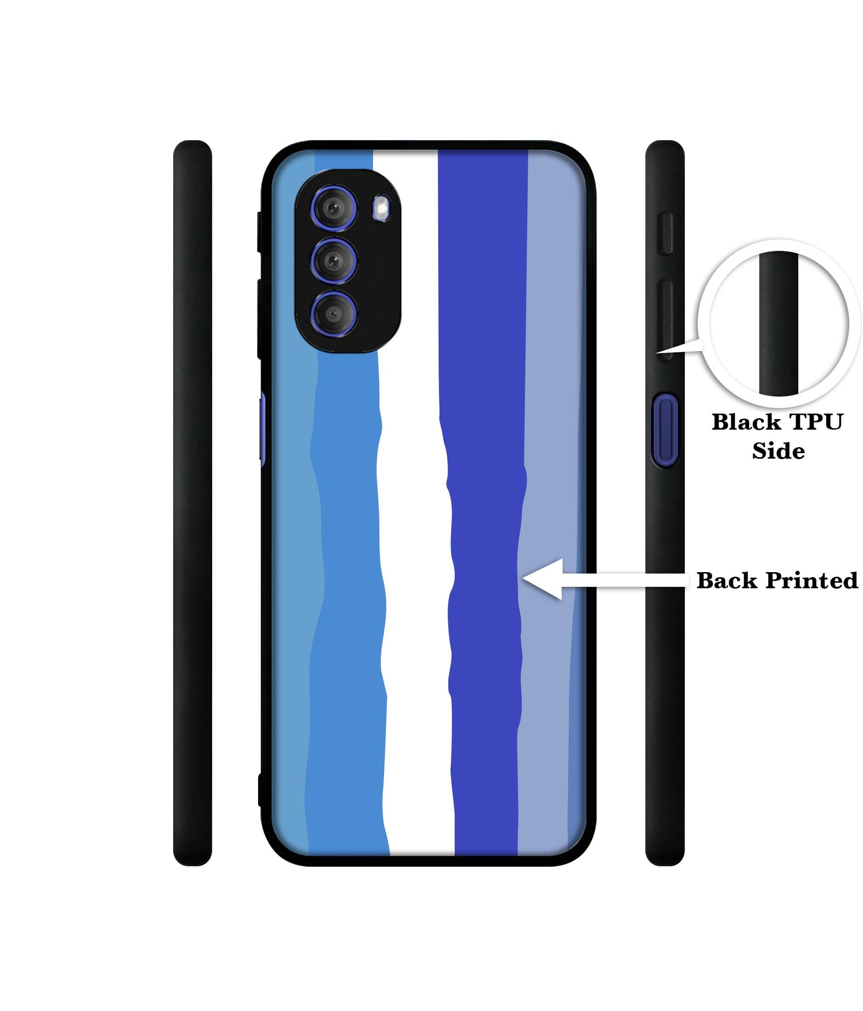 Blue Stripes Rainbow Designer 2D Printed Back Case Cover for Motorola Moto G51 5G