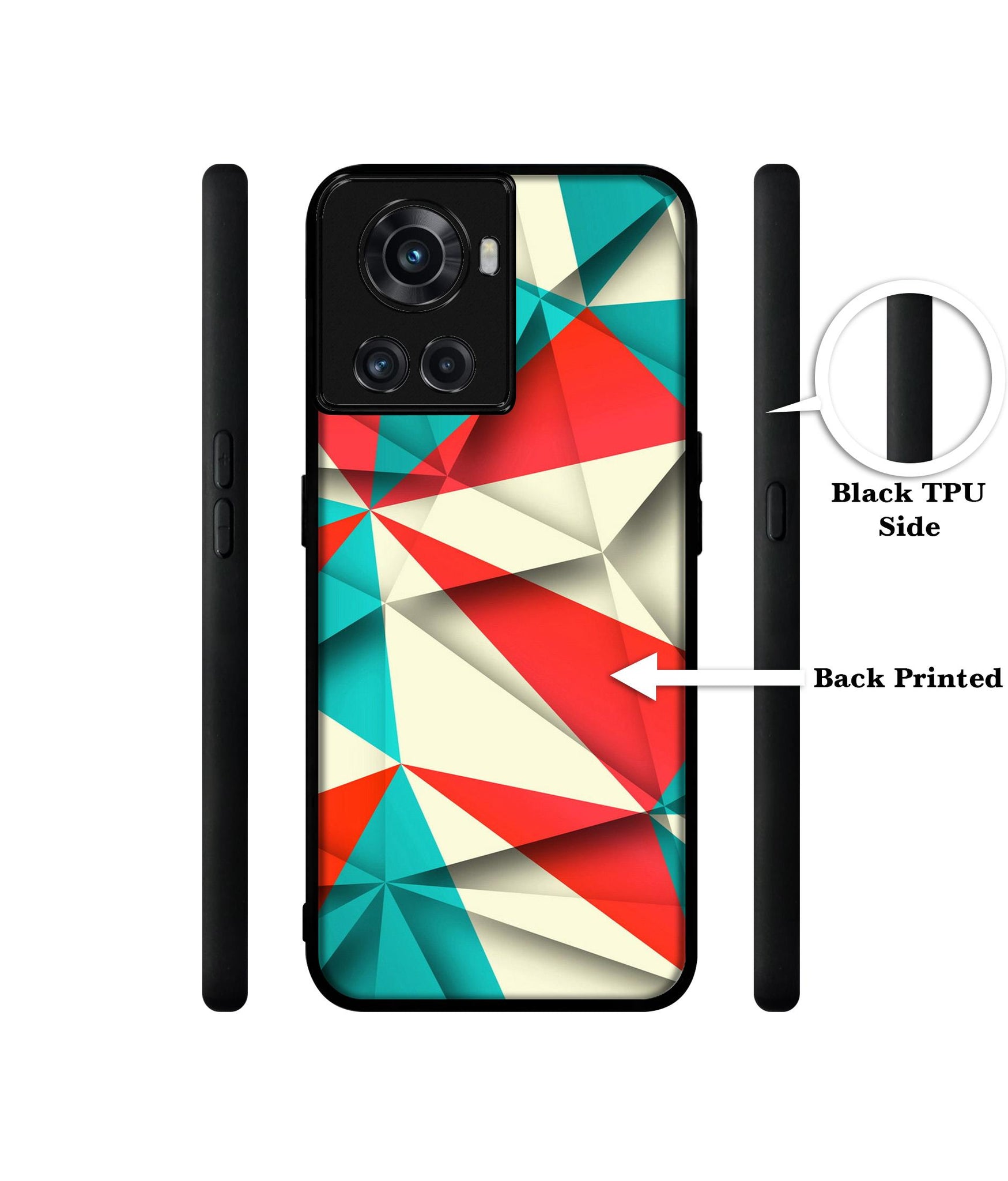 Red Blue White Pattern Designer 2D Printed Back Case Cover for OnePlus 10R 5G