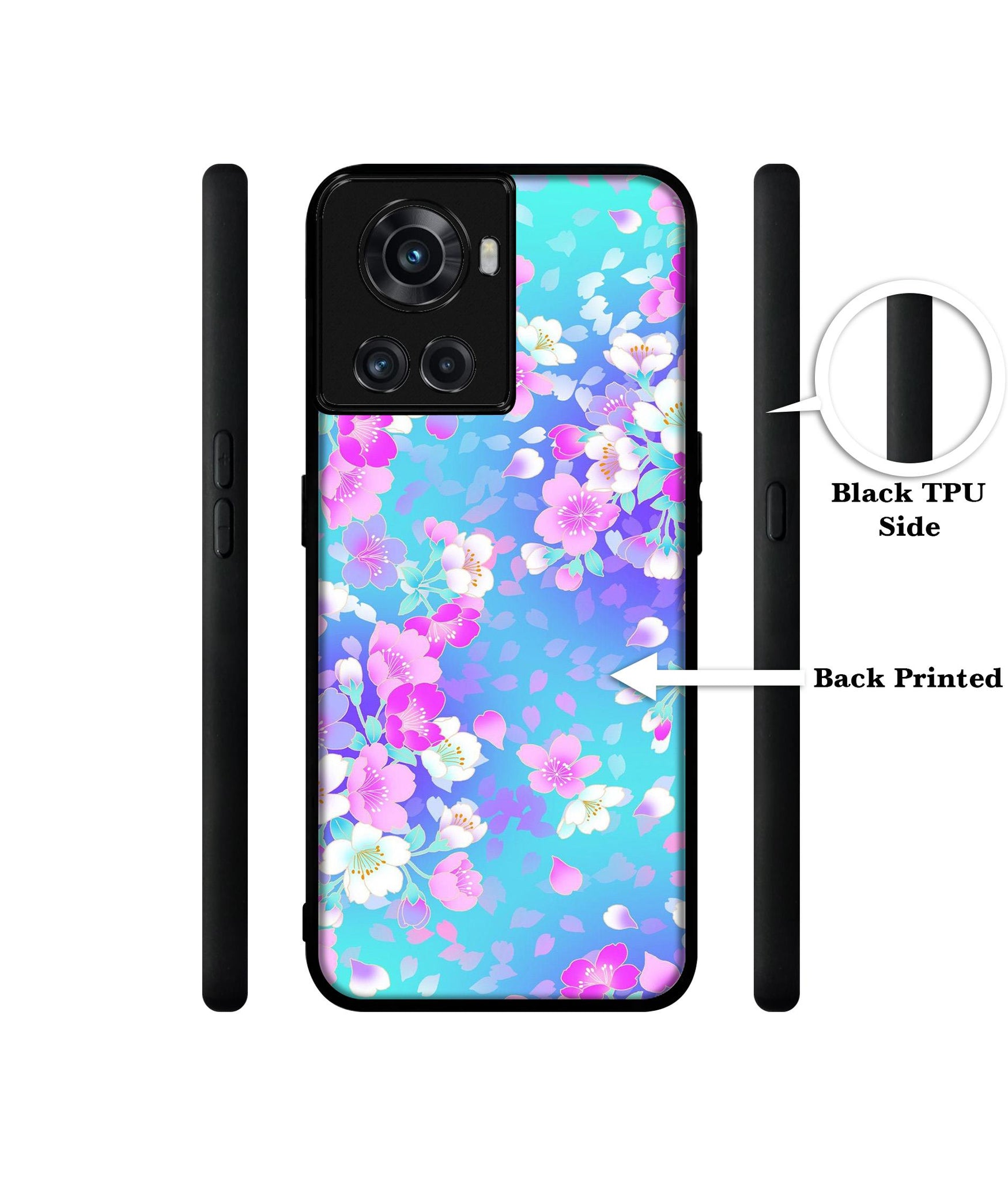 Floral Blue Pattern Designer 2D Printed Back Case Cover for OnePlus 10R 5G