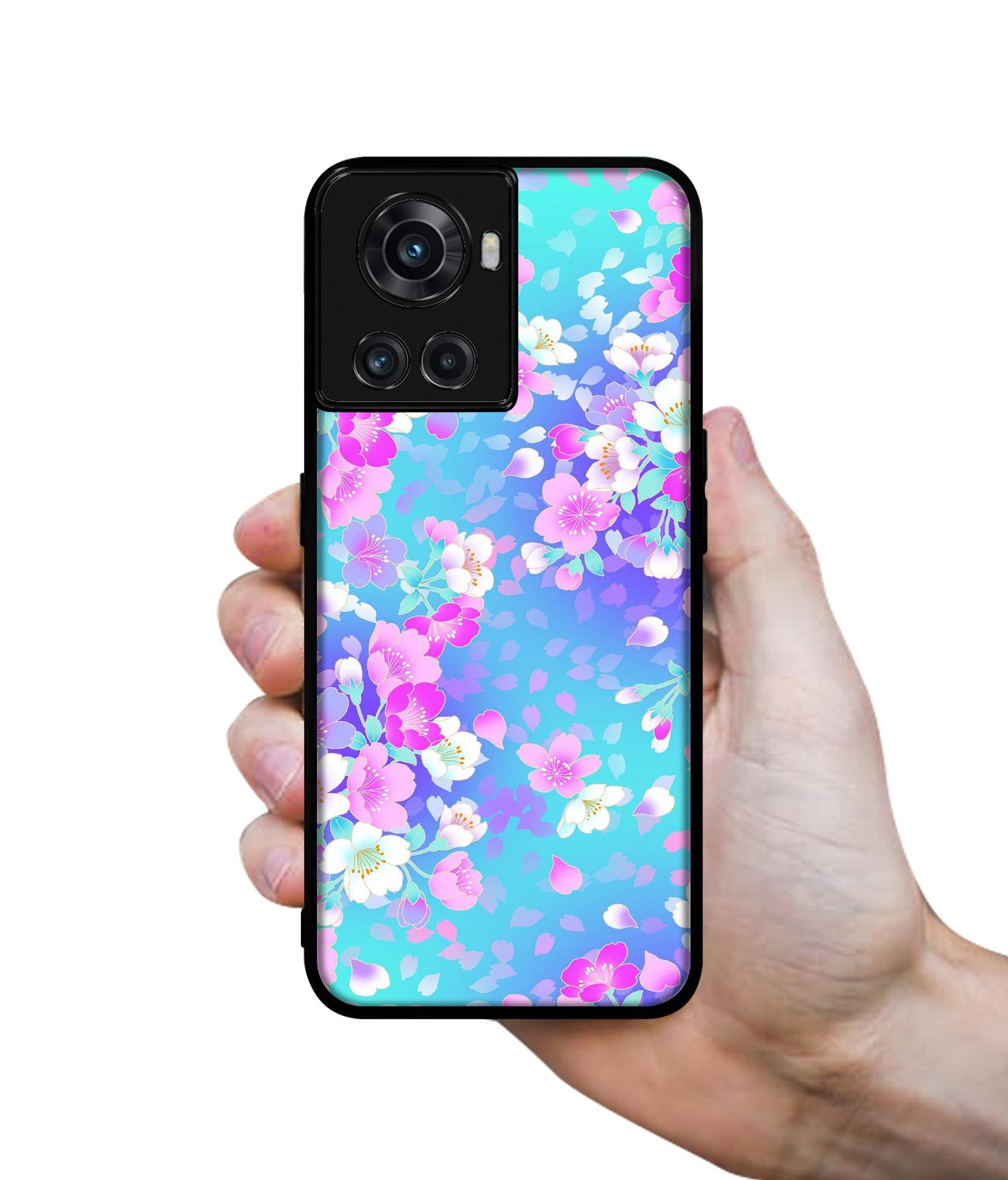 Floral Blue Pattern Designer 2D Printed Back Case Cover for OnePlus 10R 5G