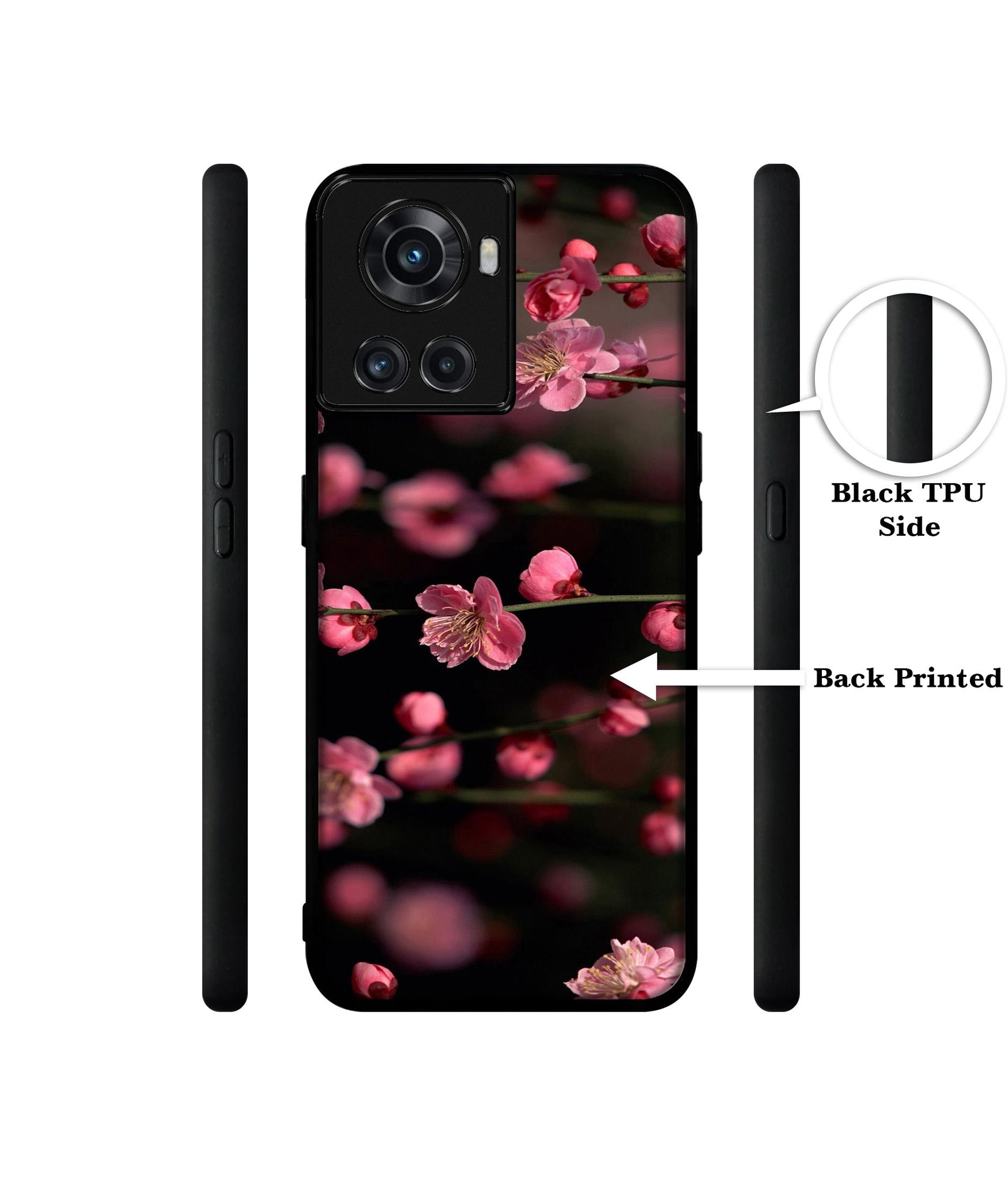 Pink Flowers Designer 2D Printed Back Case Cover for OnePlus 10R 5G