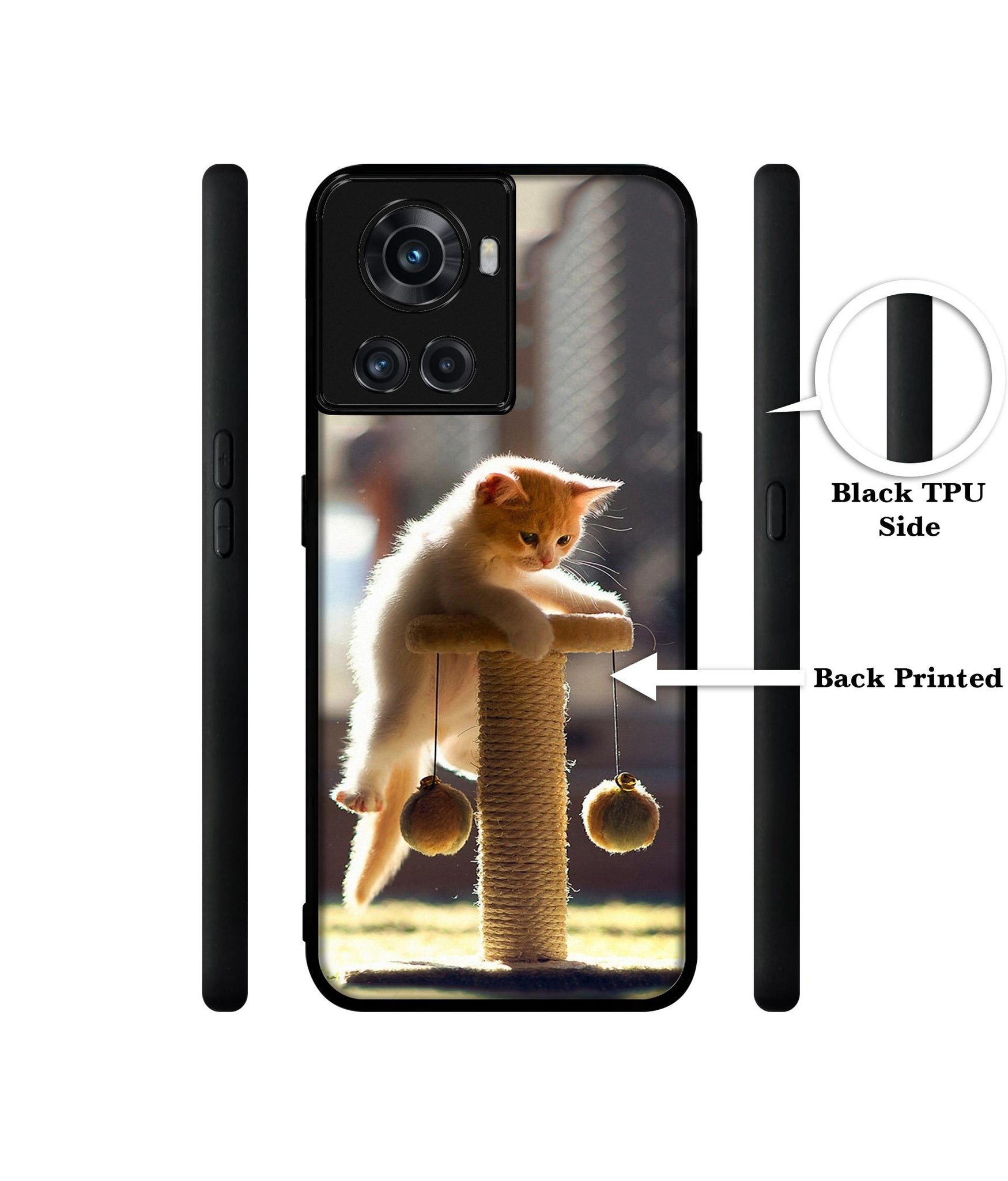 Cat Climbing Designer 2D Printed Back Case Cover for OnePlus 10R 5G