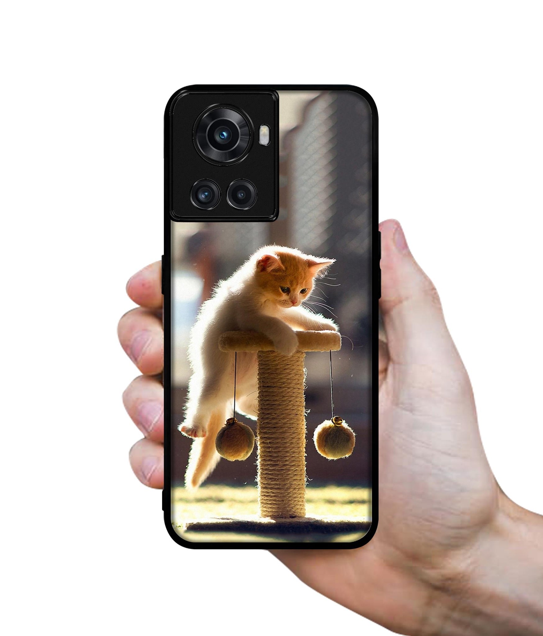 Cat Climbing Designer 2D Printed Back Case Cover for OnePlus 10R 5G